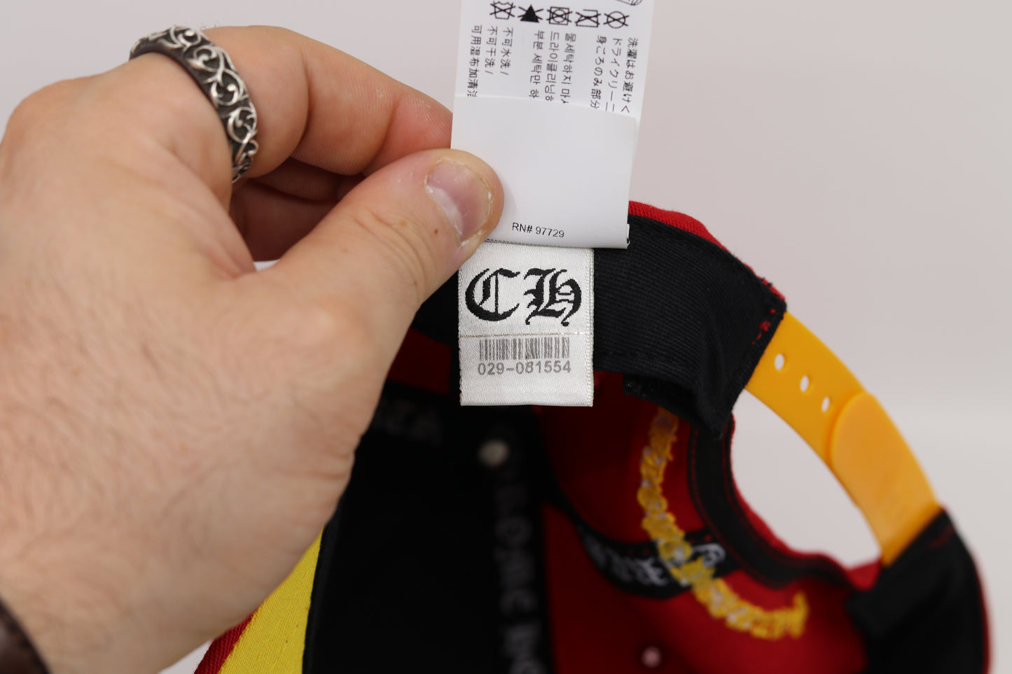 Chrome Hearts Baseball Cap Red/Yellow Set in 22k Gold with Factory Diamond