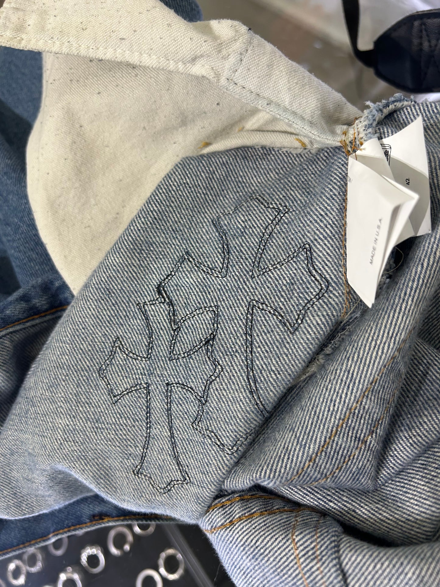 Chrome Hearts x Gallery Dept. Leather Flared Levi’s Jeans 42x34
