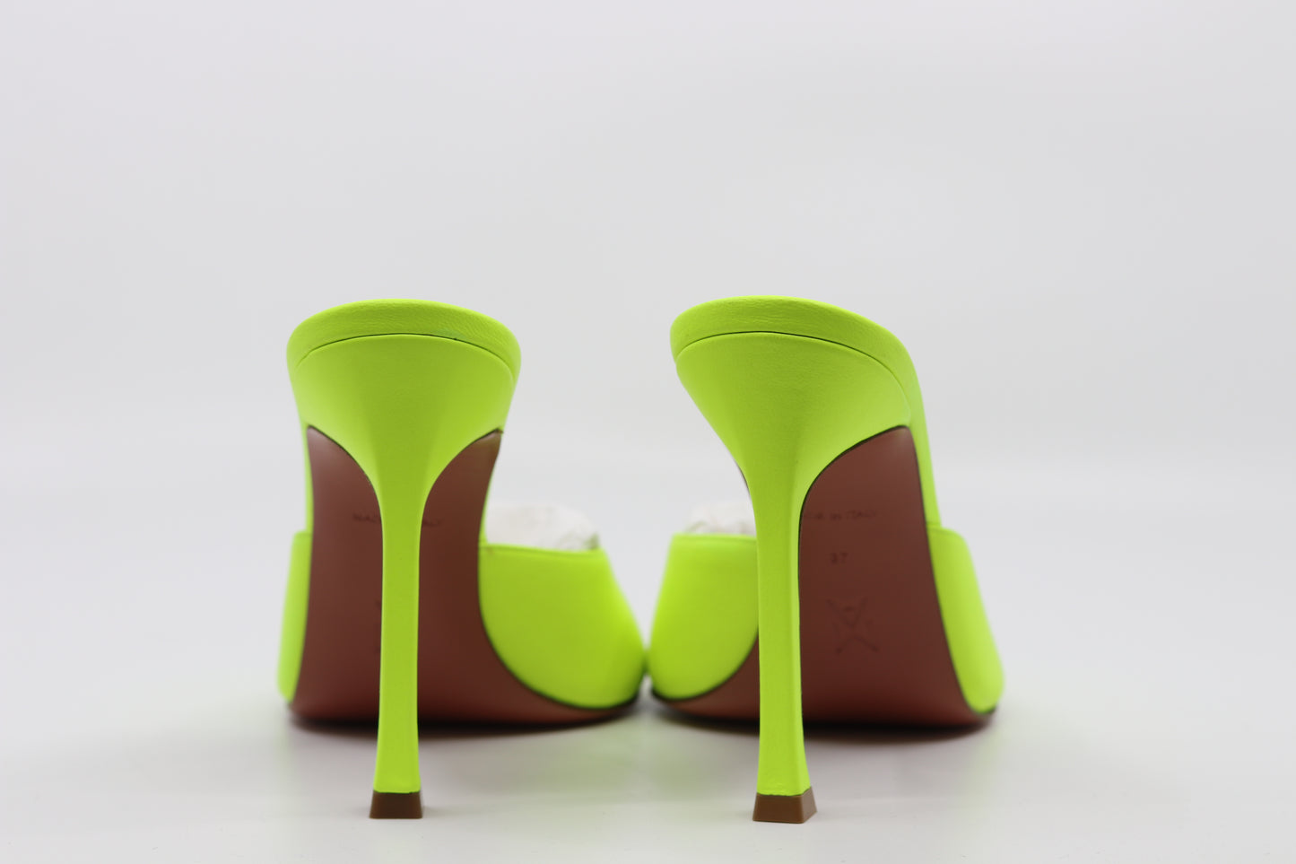 Amina Muaddi Alexa Slipper Fluroscent Yellow Size 37 New