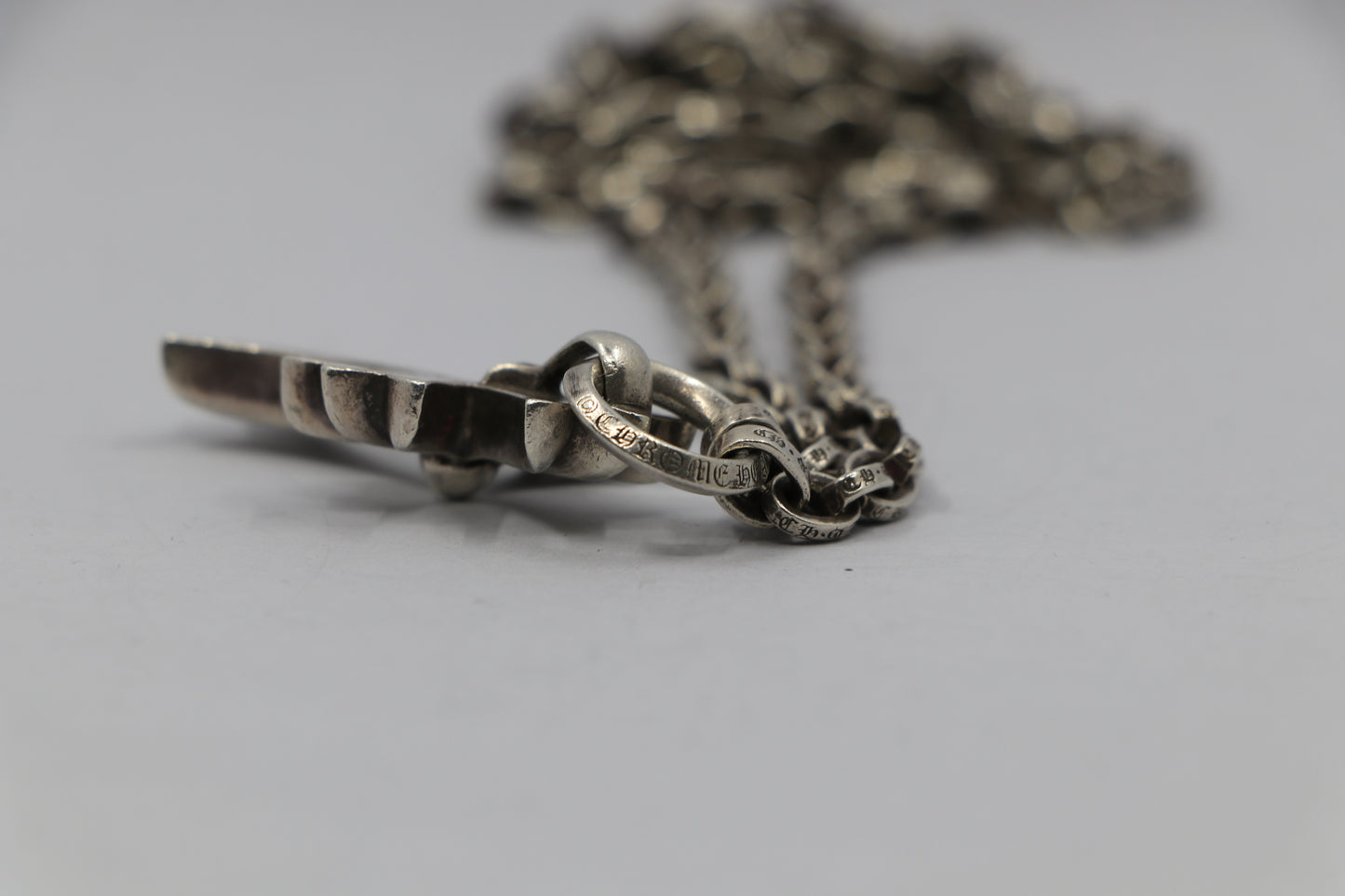 Chrome Hearts Small Cross Pendant on 24” Paper Chain Sterling Silver | AVNTGRDNY NYC