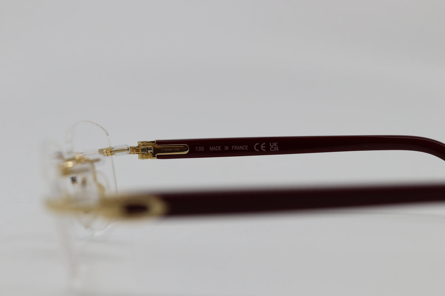 Cartier C Decor Enamel Frame Glasses Burgundy Gold (Clear Lenses)