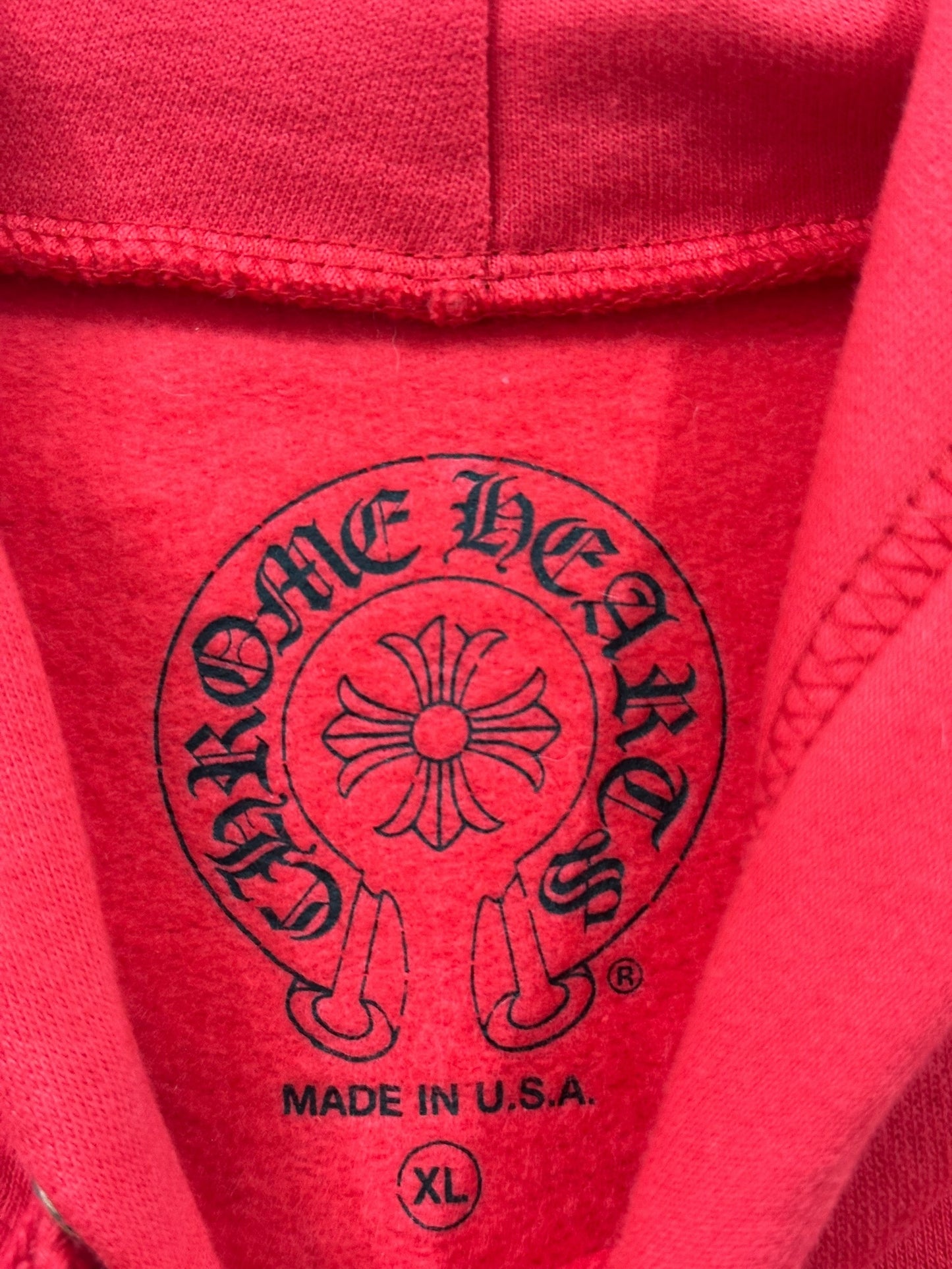 Chrome Hearts Online Exclusive Scroll Logo Hoodie Red Size XL