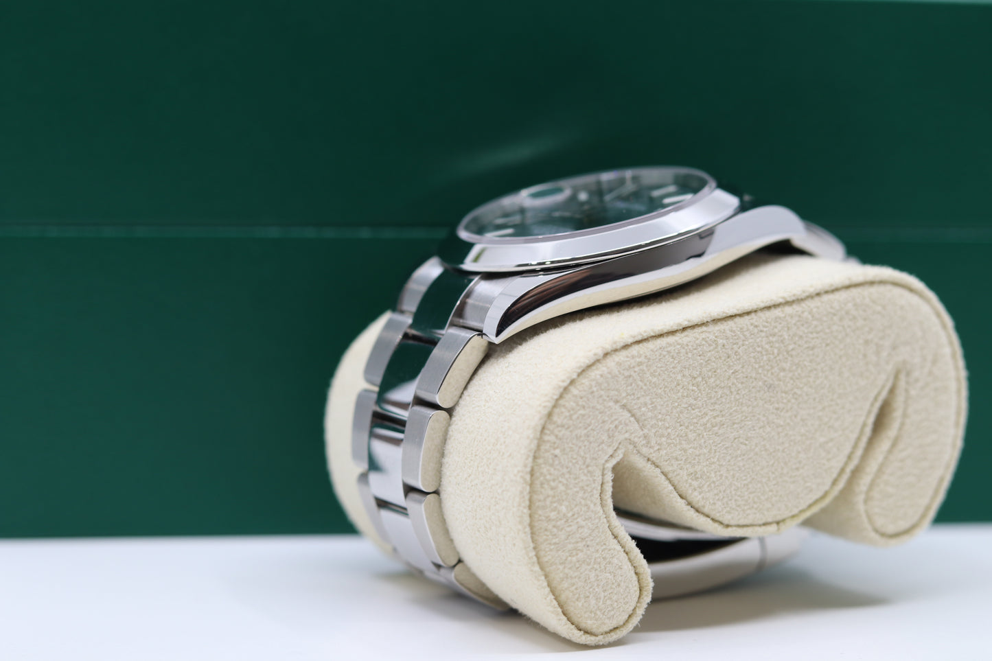 Rolex Date Just 41mm Stainless Steel Mint Green Index Dial Smooth Bezel Oyster Bracelet 126300