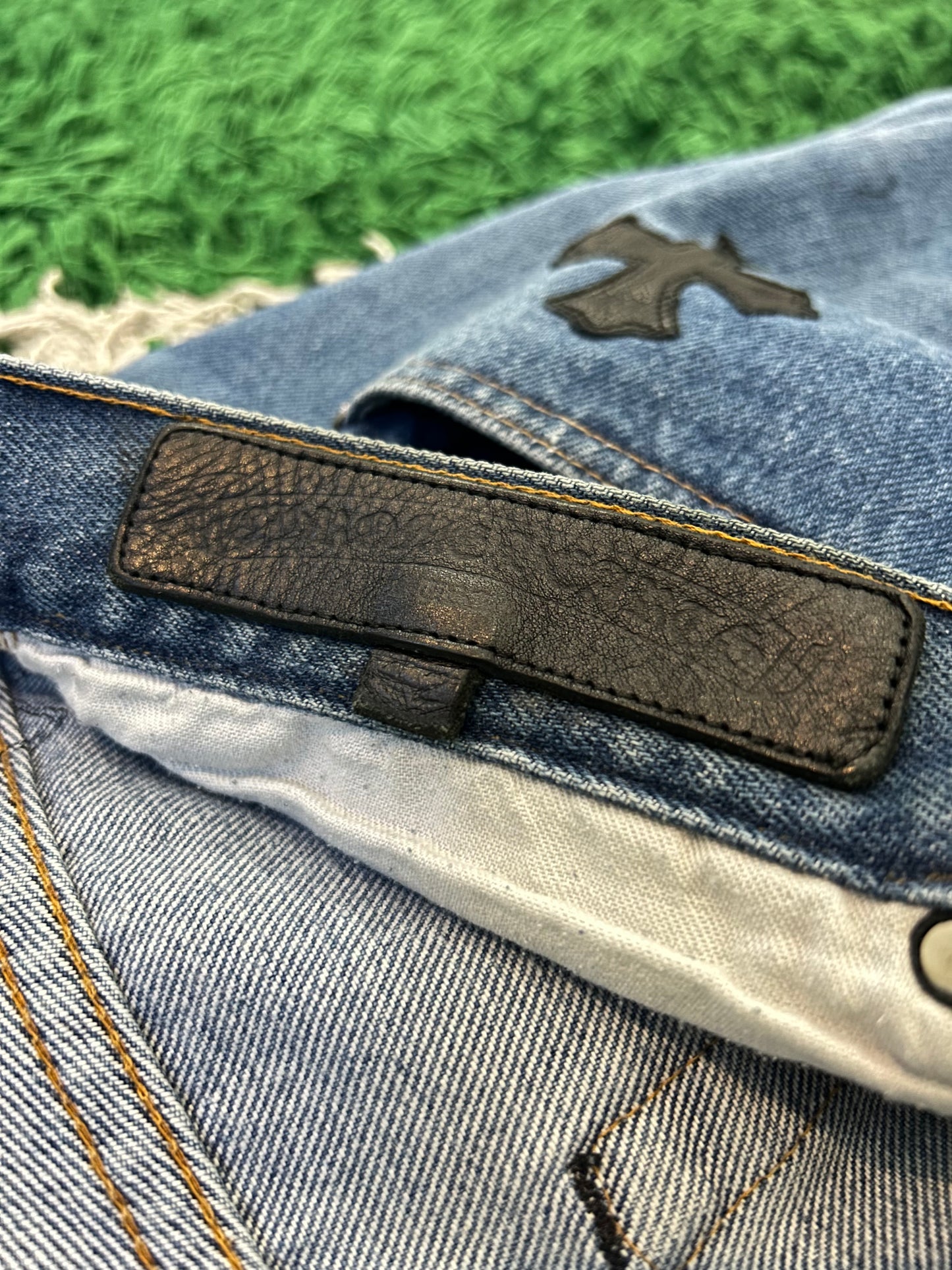 Chrome Hearts x Gallery Dept. Leather Flared Levi’s Jeans 42x34