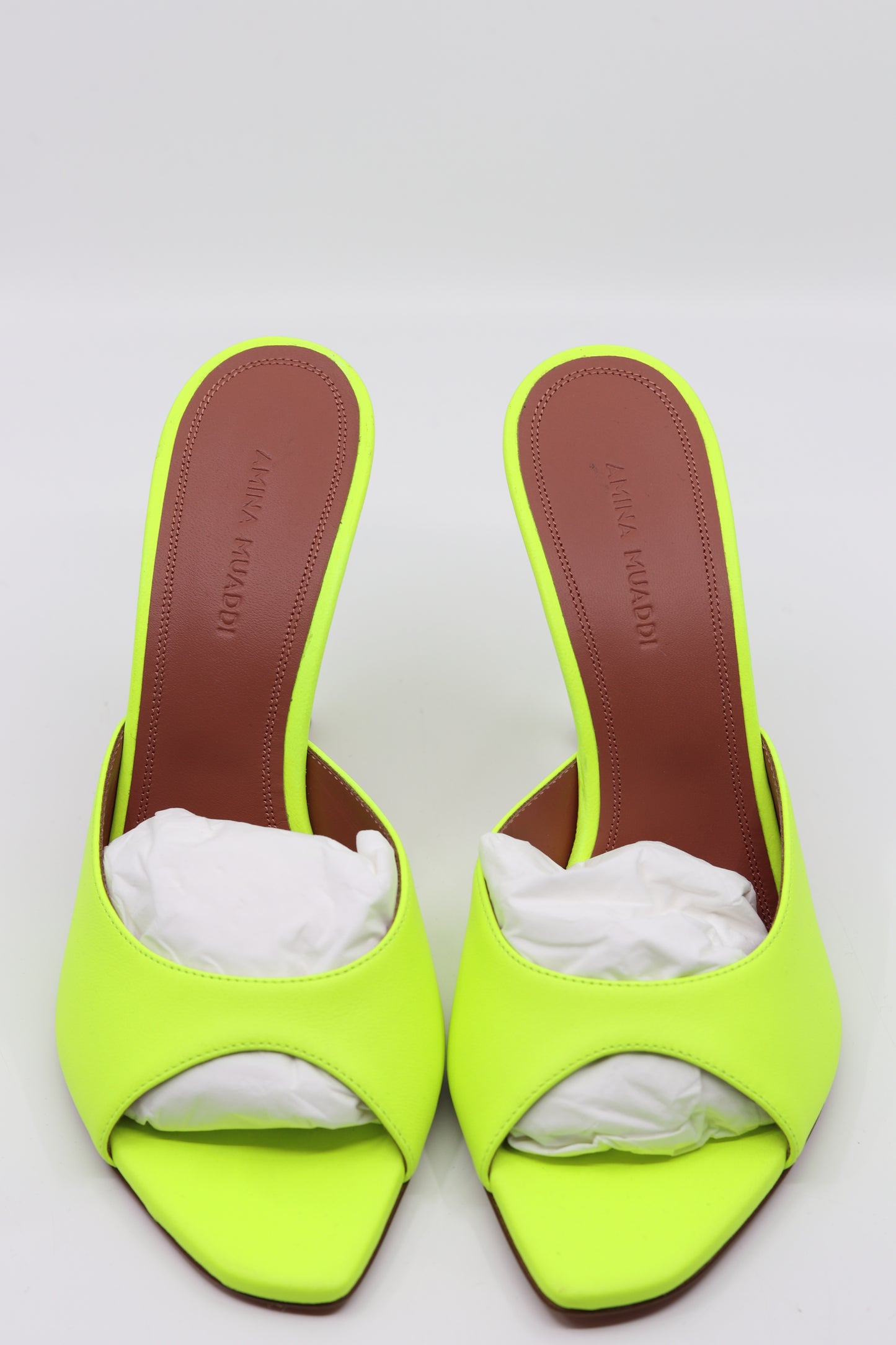 Amina Muaddi Alexa Slipper Fluroscent Yellow Size 37 New
