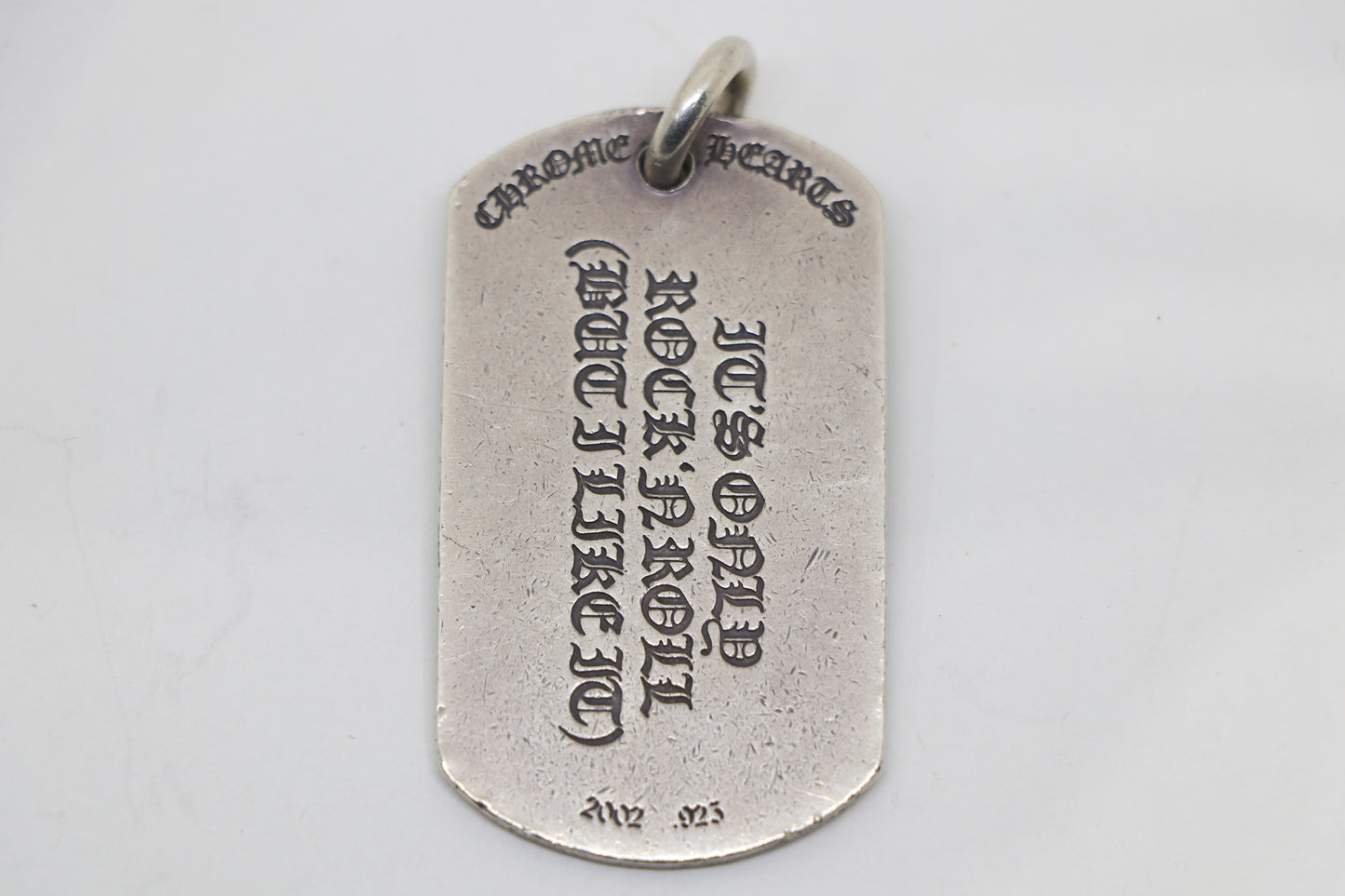Chrome Hearts Rolling Stones Dog Tag Pendant with Ruby Sterling Silver | AVNTGRDNY NYC