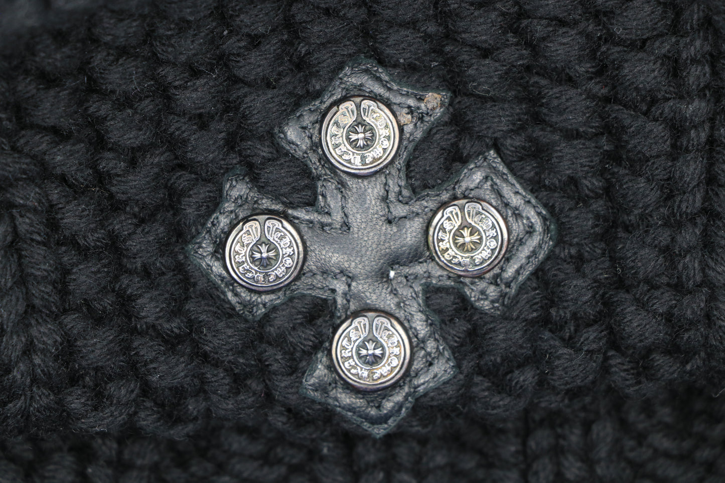 Chrome Hearts 3rd Eye Filigree Cross Beanie Black Leather Patch | AVNTGRDNY NYC