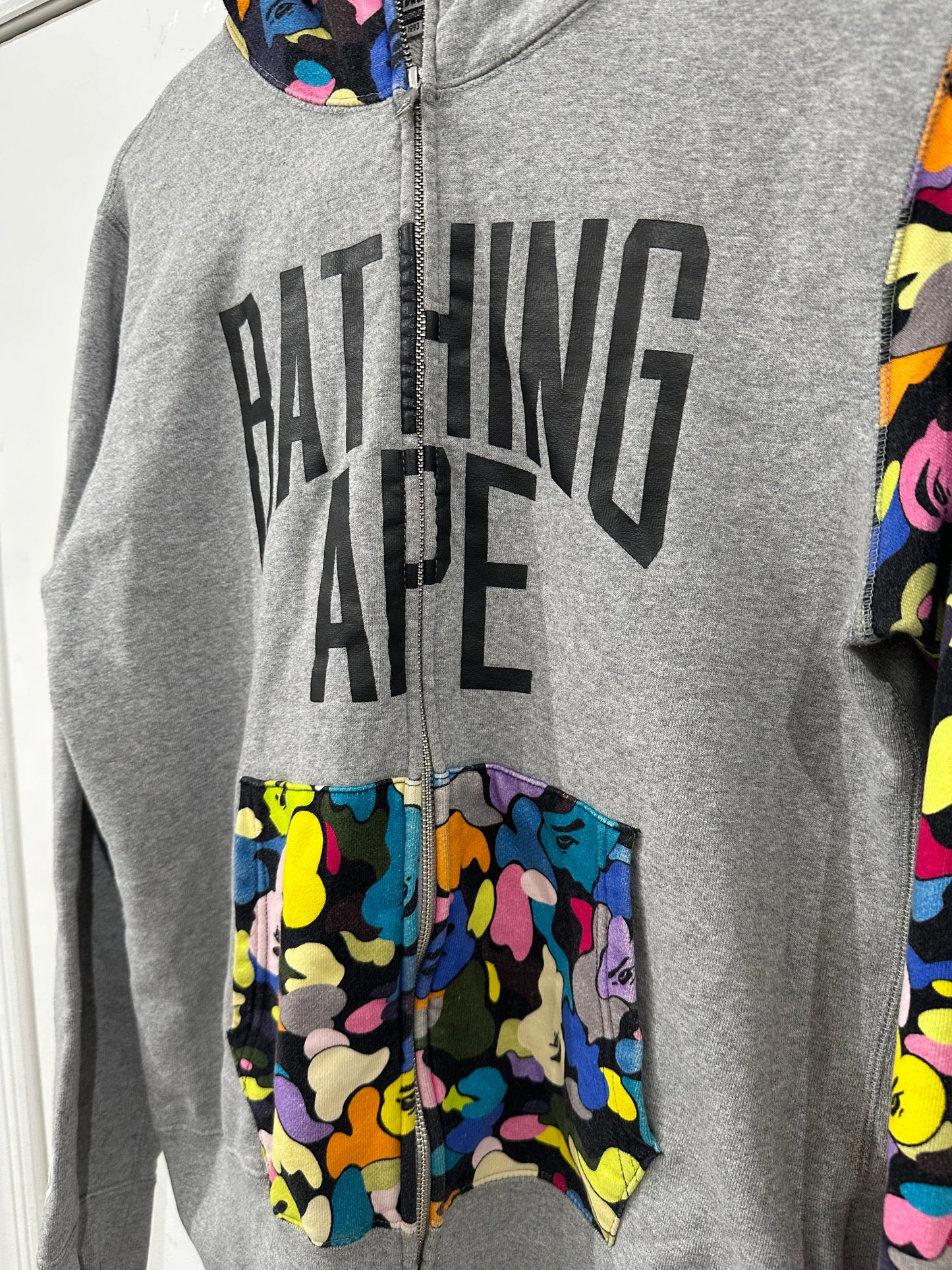 Bape MULTI CAMO NYC LOGO SHARK FULL ZIP HOODIE Sz M