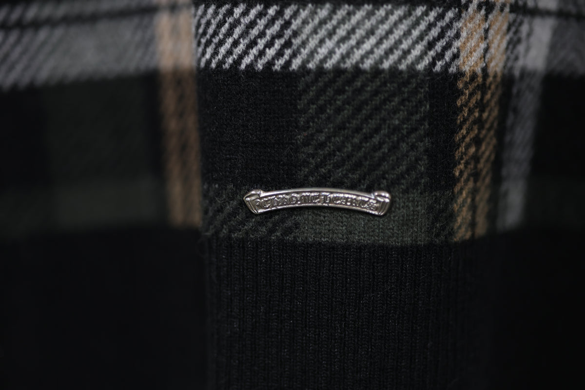 Chrome Hearts Cashmere Blend Plaid V-Neck Sweater Size M New | AVNTGRDNY NYC
