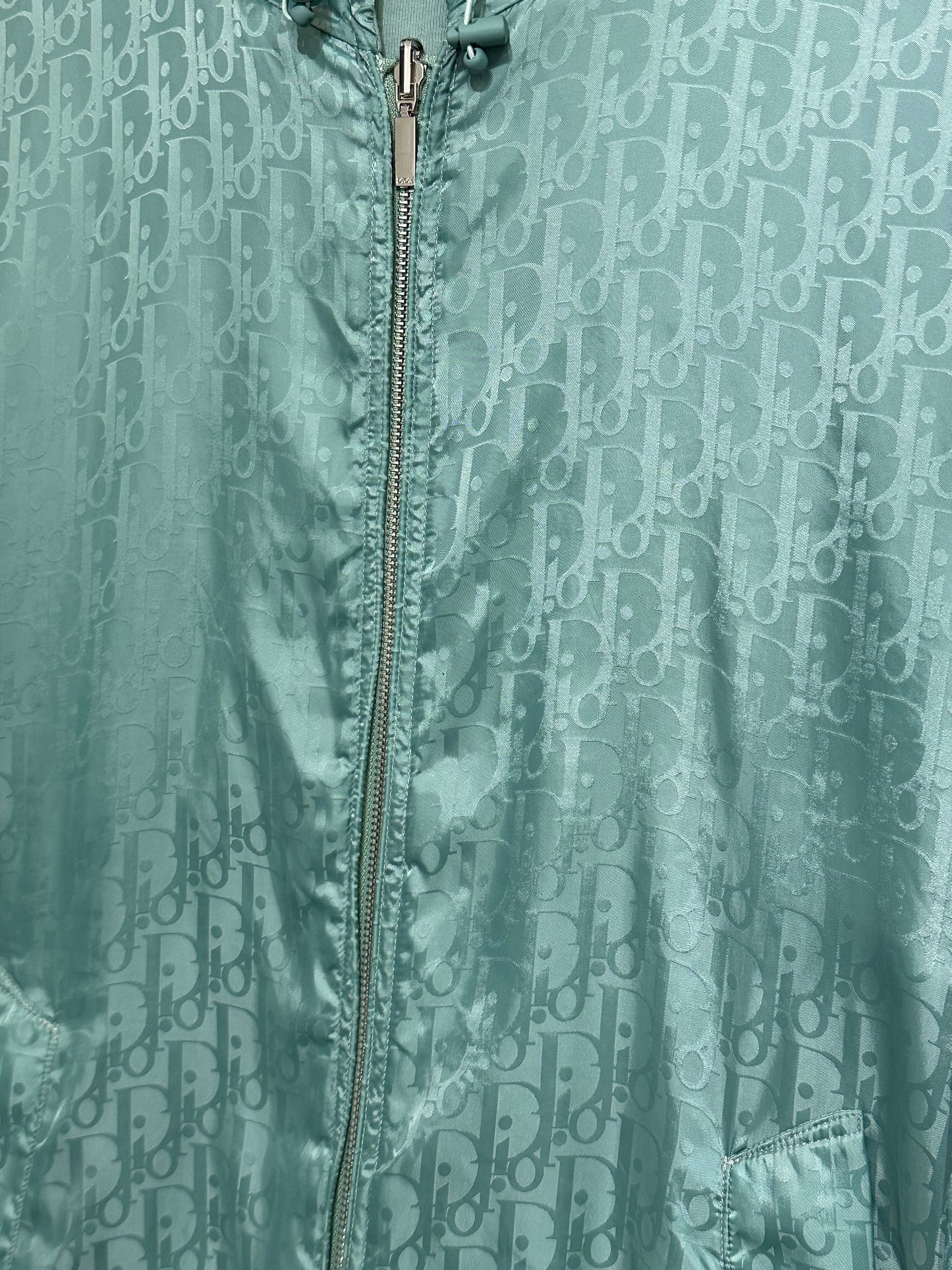 Dior Oblique Print Reversible Hoodie Aqua Size XL