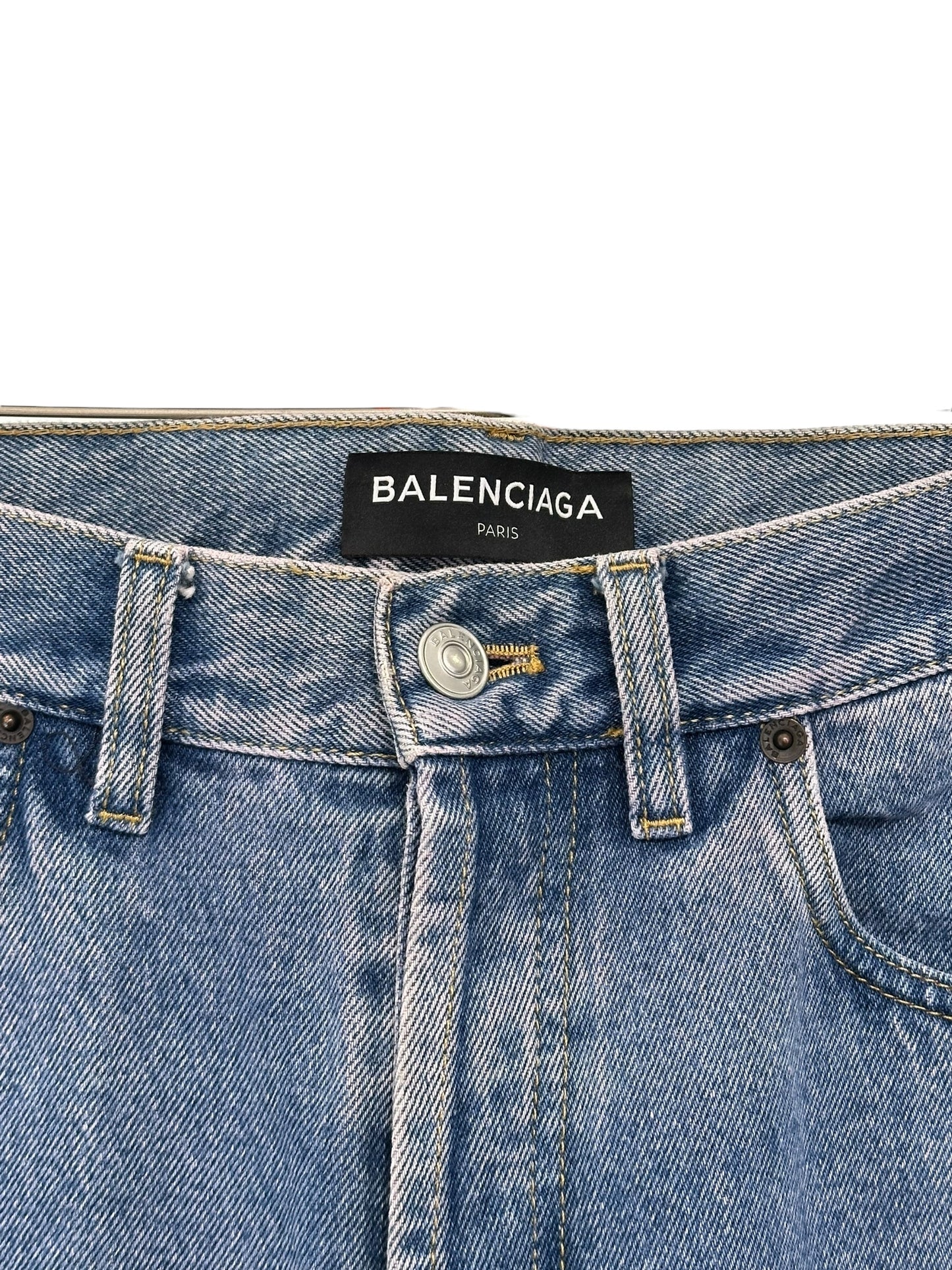 Balenciaga 5 Pocket Regular Fit Jean Overdye Pink Blue Size 31