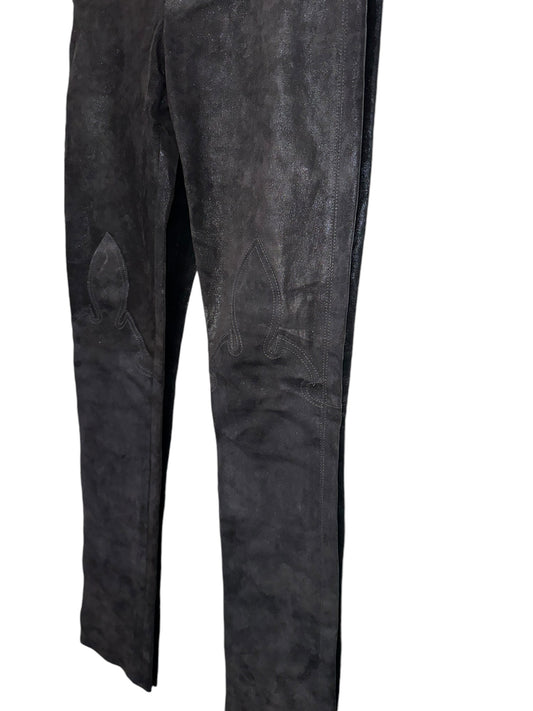 Chrome Hearts Fleur Knee Waxed Denim Low Rise Jeans Size 0