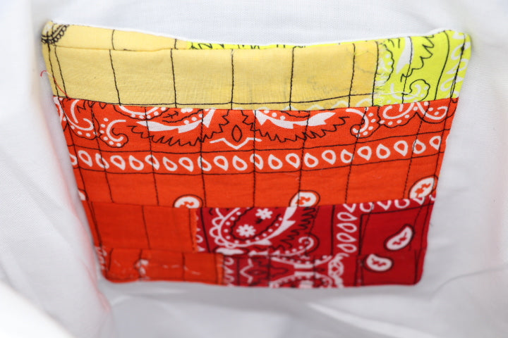 Fraction Los Angeles Patchwork Tote Bag Red/Orange/Yellow