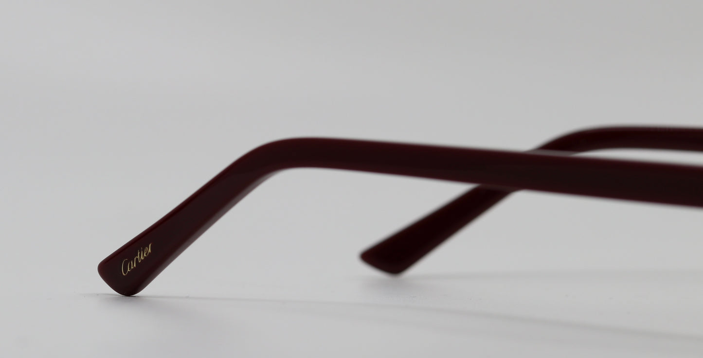 Cartier C Decor Enamel Frame Glasses Burgundy Gold (Clear Lenses)