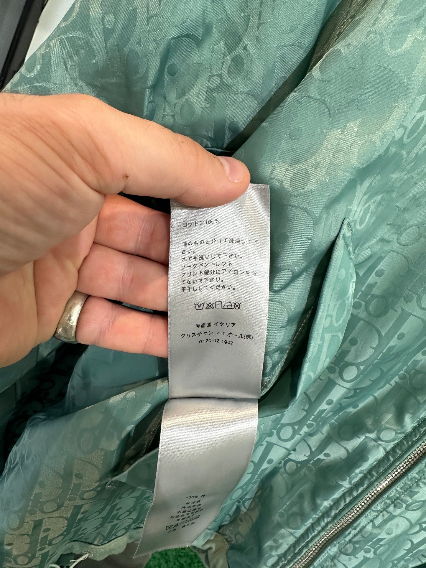 Dior Oblique Print Reversible Hoodie Aqua Size XL