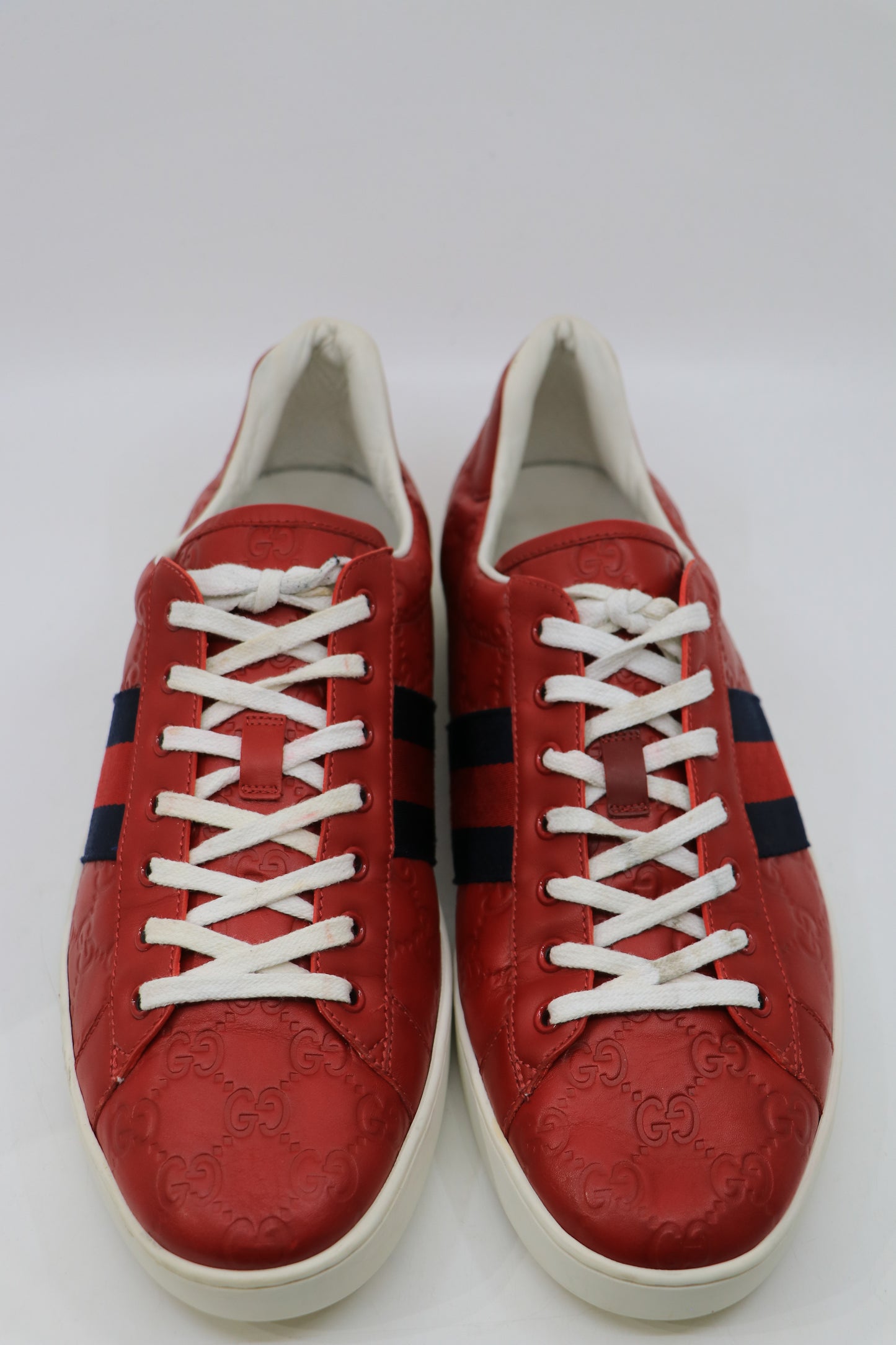 Gucci Ace Sneakers Red All Over Monogram Sz 12