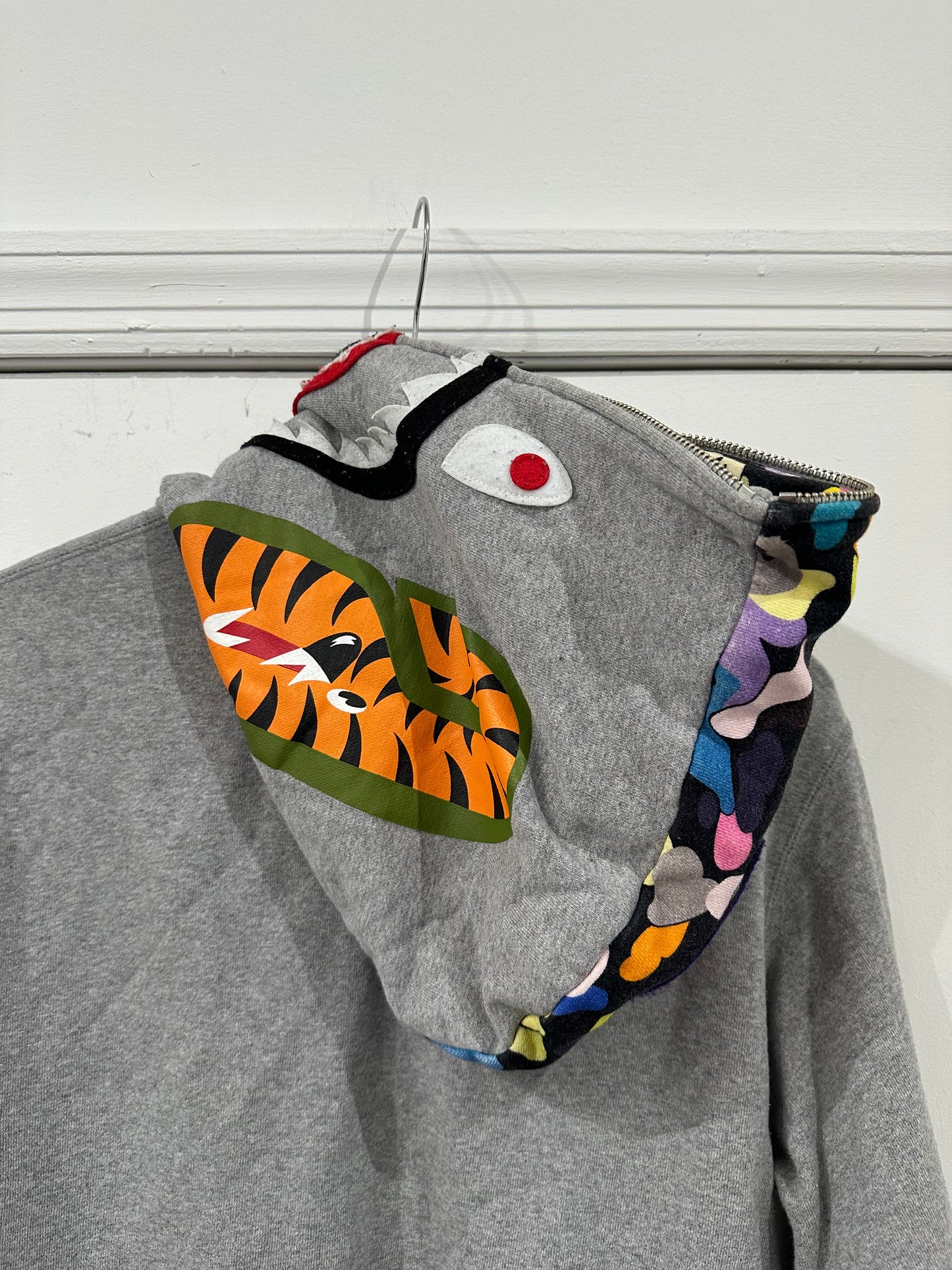 Bape MULTI CAMO NYC LOGO SHARK FULL ZIP HOODIE Sz M