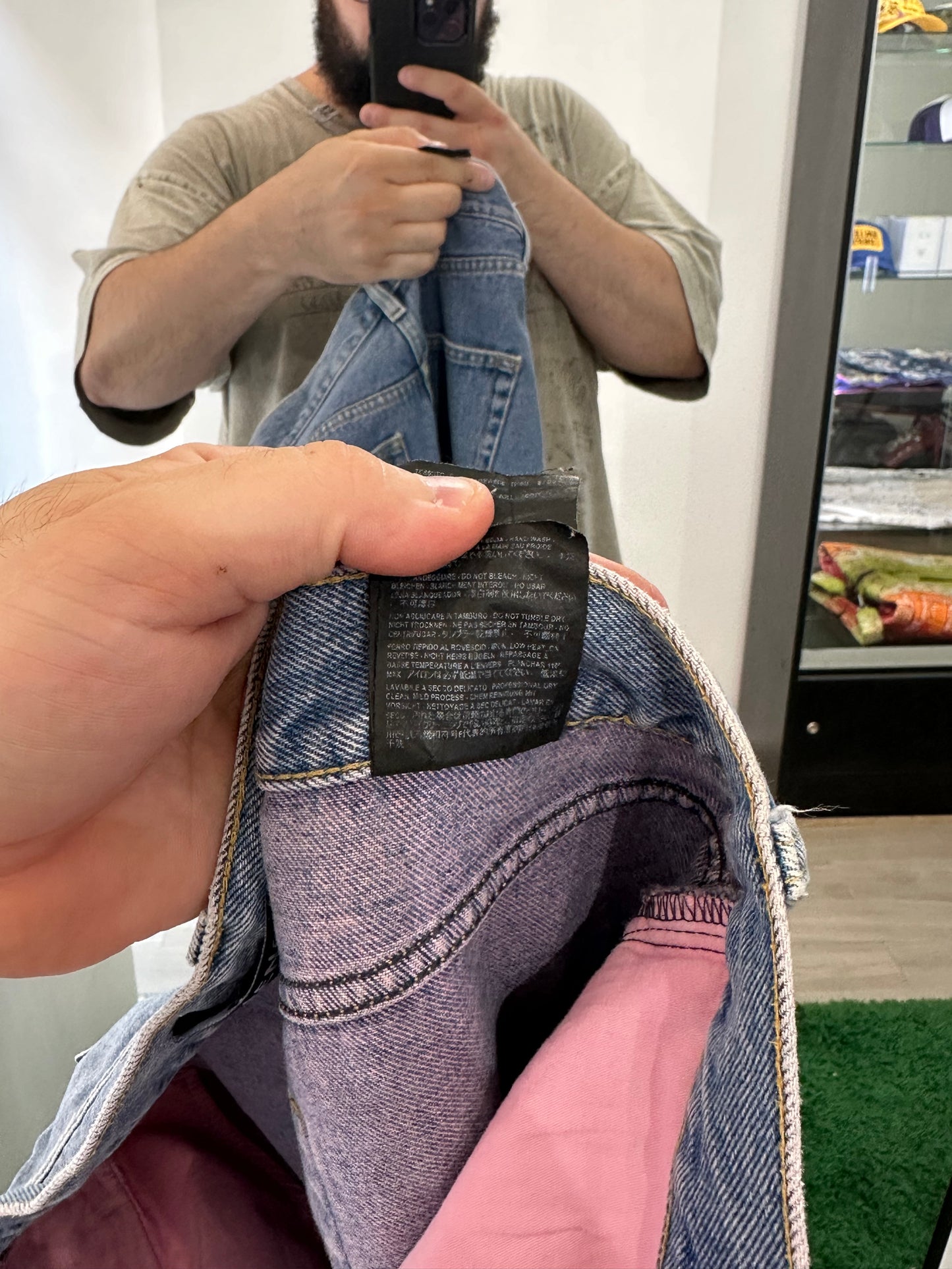 Balenciaga 5 Pocket Regular Fit Jean Overdye Pink Blue Size 31