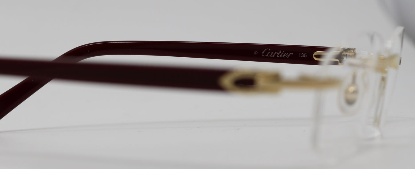 Cartier C Decor Enamel Frame Glasses Burgundy Gold (Clear Lenses)