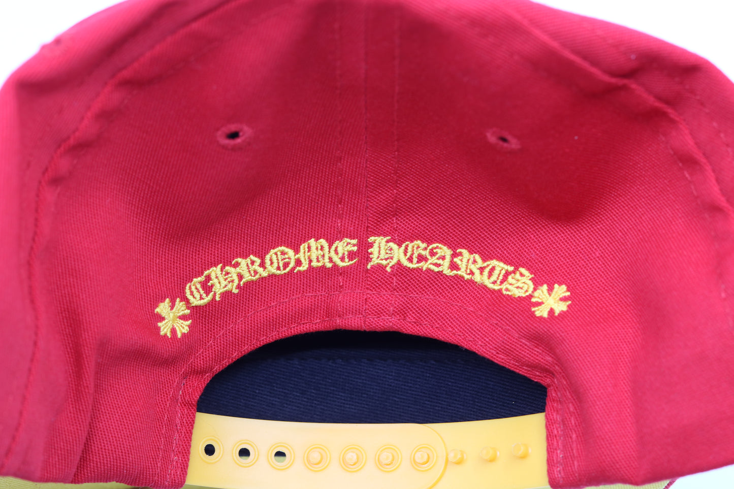 Chrome Hearts Baseball Cap Red/Yellow Set in 22k Gold with Factory Diamond