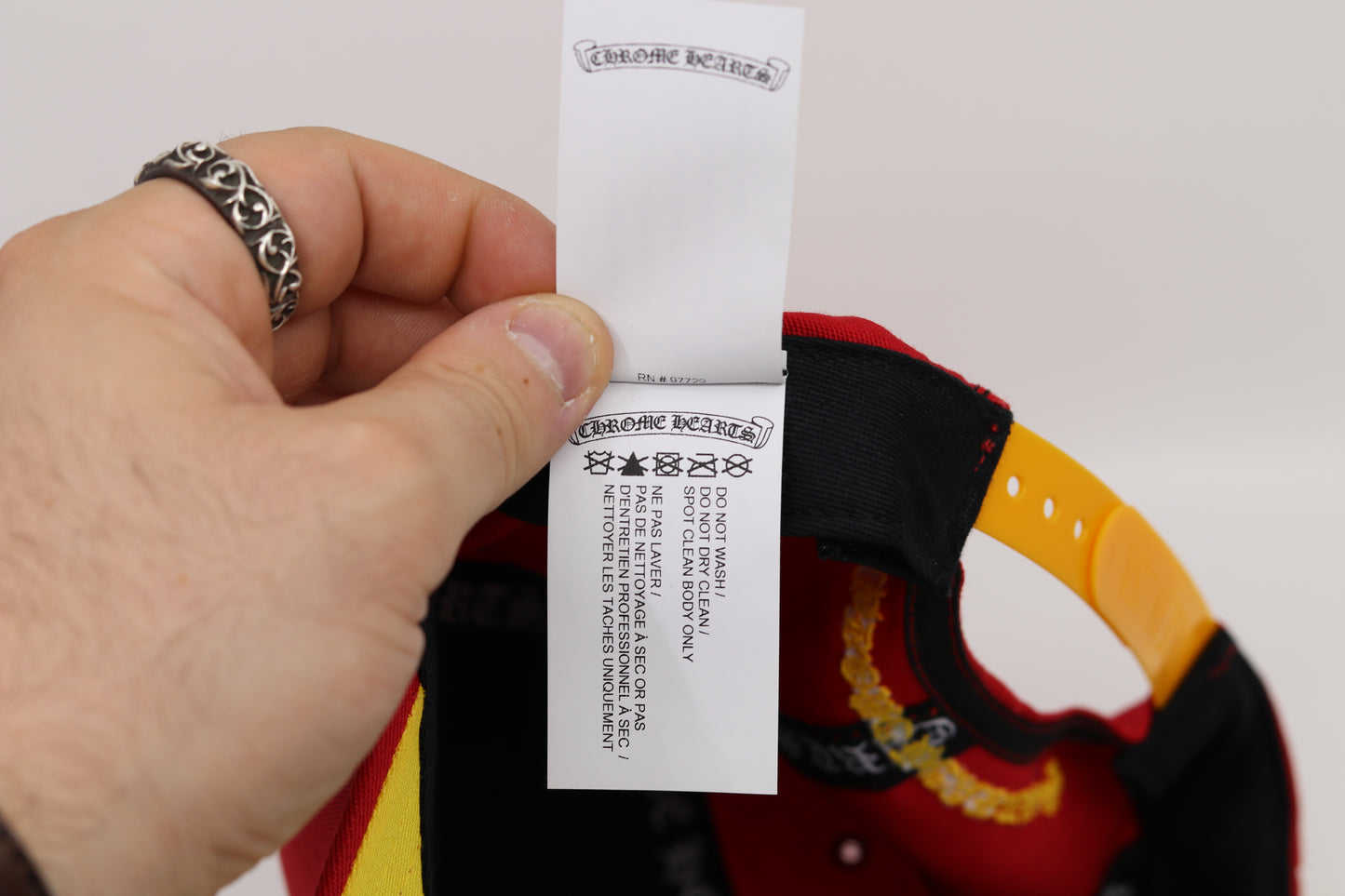 Chrome Hearts Baseball Cap Red/Yellow Set in 22k Gold with Factory Diamond