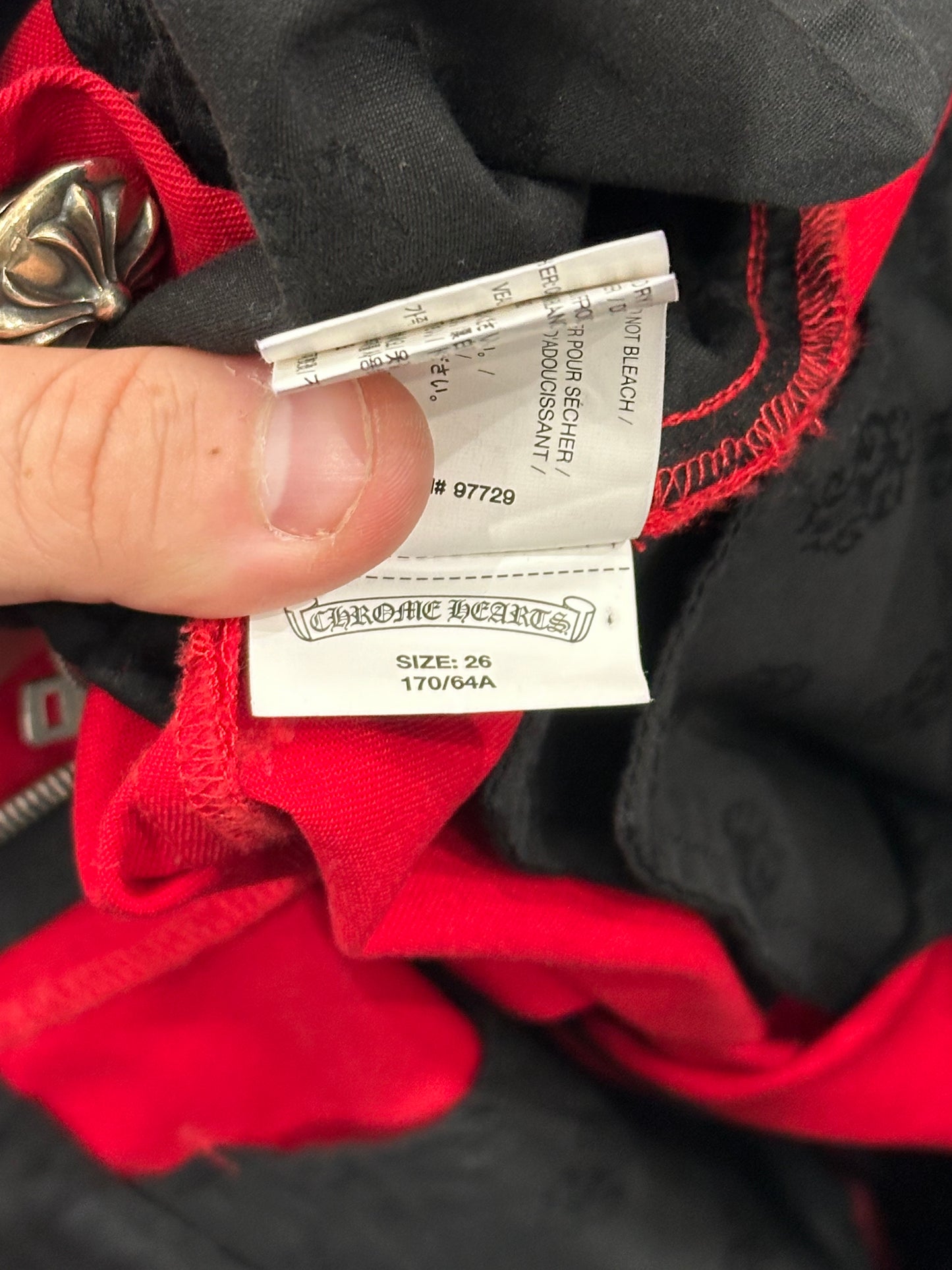 Chrome Hearts x Matty Boy 99 Eyes Red Leather Chino Pants Size 29