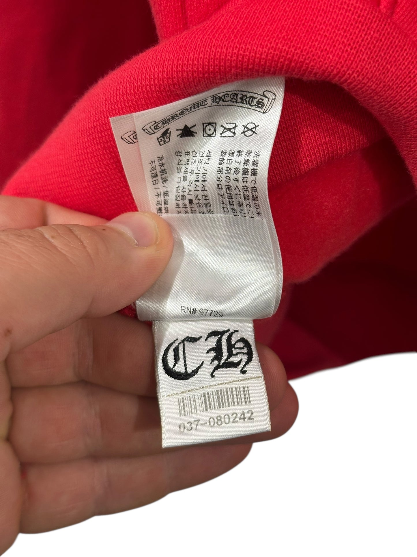 Chrome Hearts Online Exclusive Scroll Logo Hoodie Red Size XL