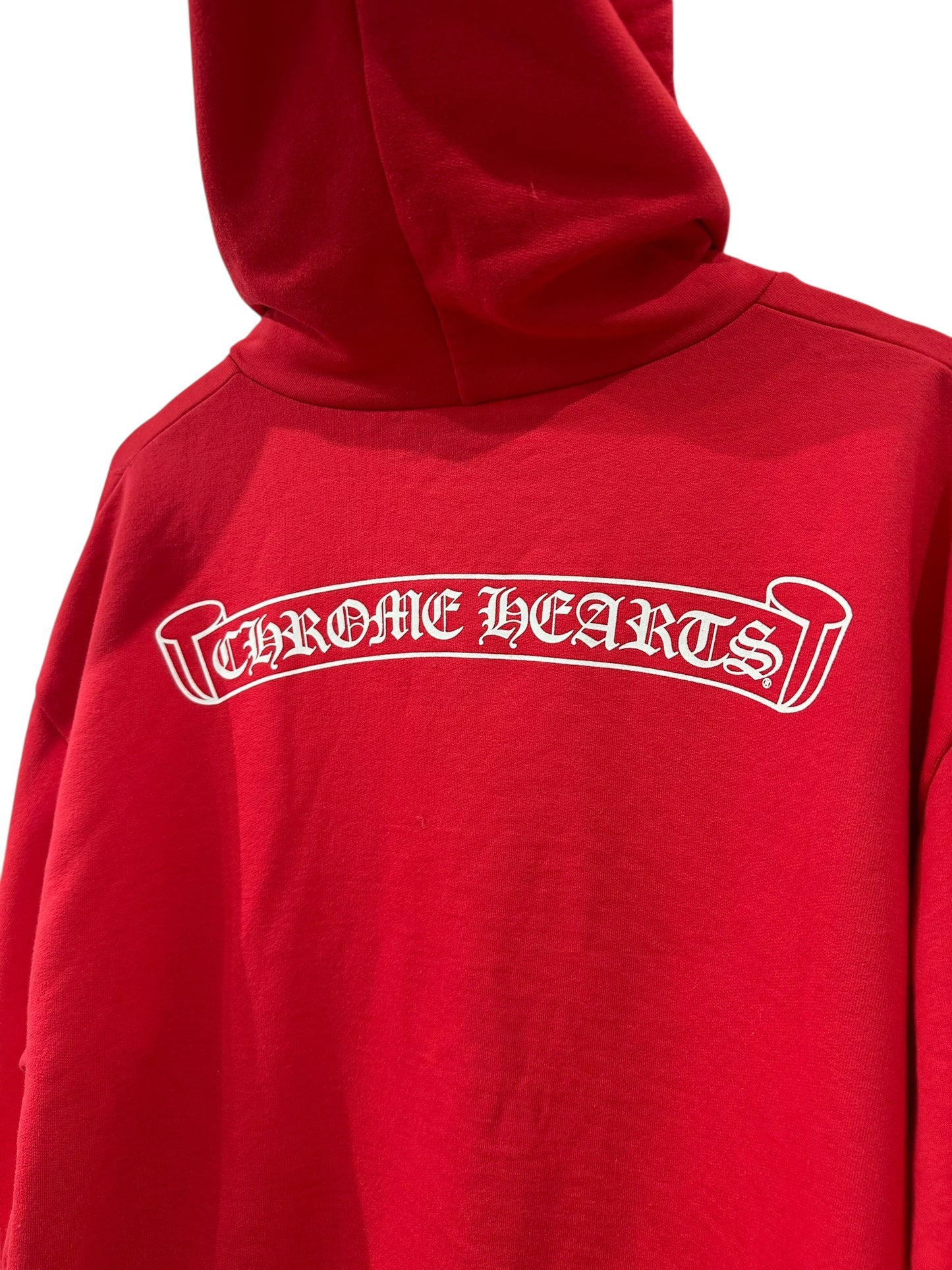 Chrome Hearts Online Exclusive Scroll Logo Hoodie Red Size XL