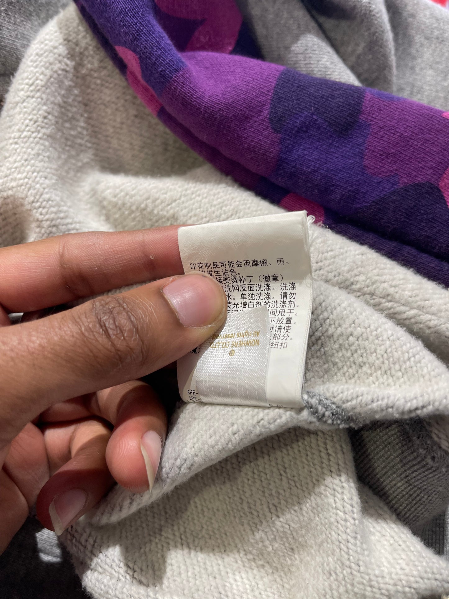 Bape Shark Zip Up Hoodie Grey/Purple Size L