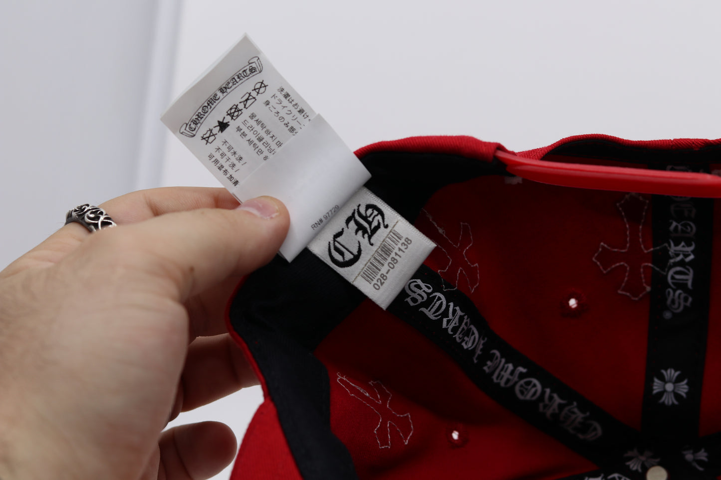 Chrome Hearts CH Baseball Cap with Embroidered Crosses Red/White