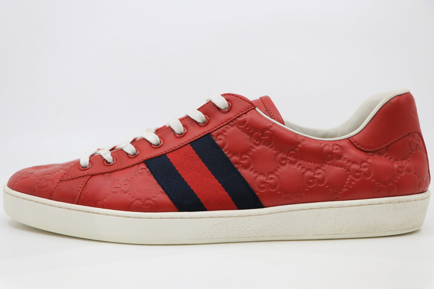 Gucci Ace Sneakers Red All Over Monogram Sz 12