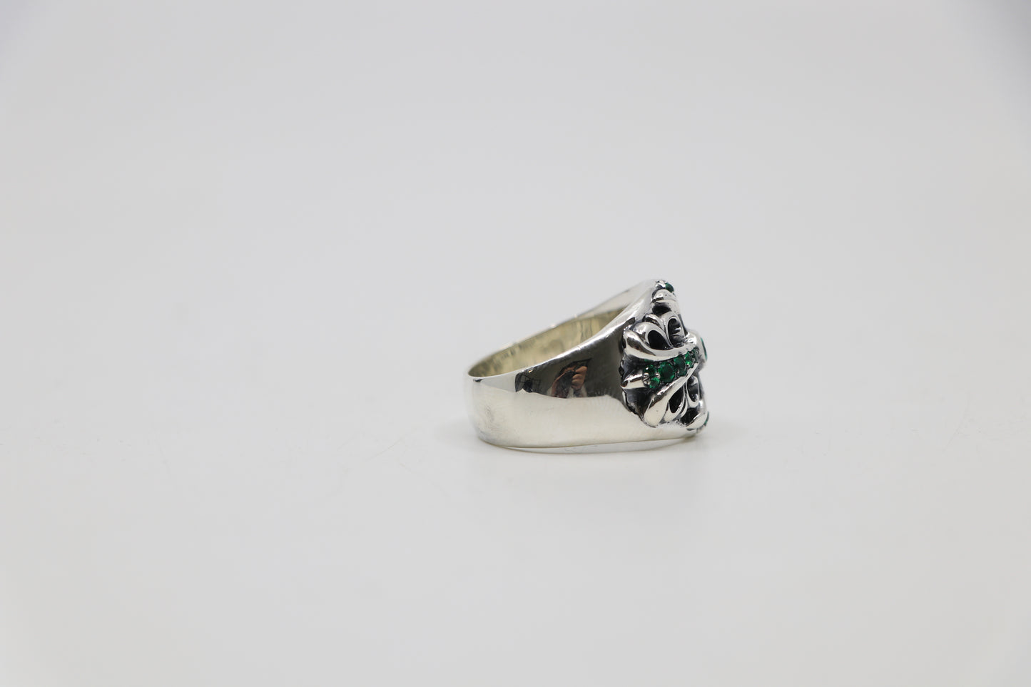 Chrome Hearts Emerald Set Keeper Ring Size 13