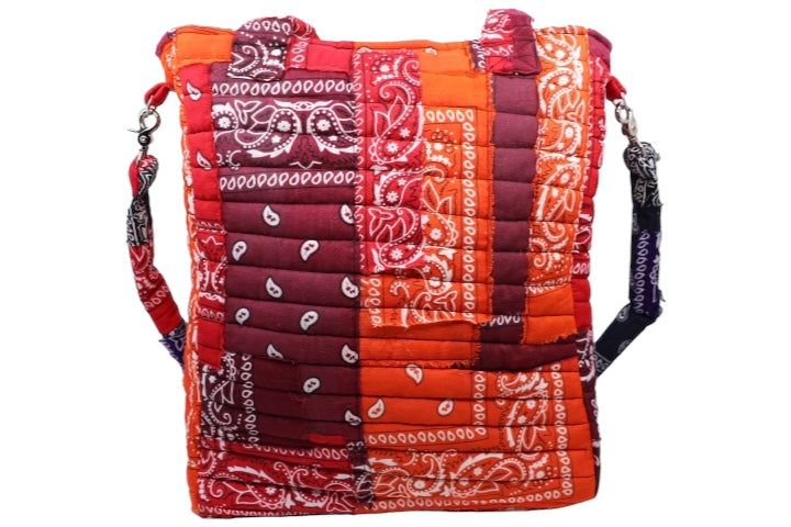 Fraction Los Angeles Patch Work Tote Bag Red/Orange/Burgundy/Purple/Navy