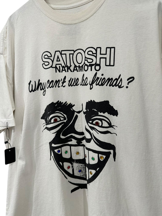 Satoshi Nakamoto Why Can’t We Be Friends Rhinestone Studded T-Shirt Size L