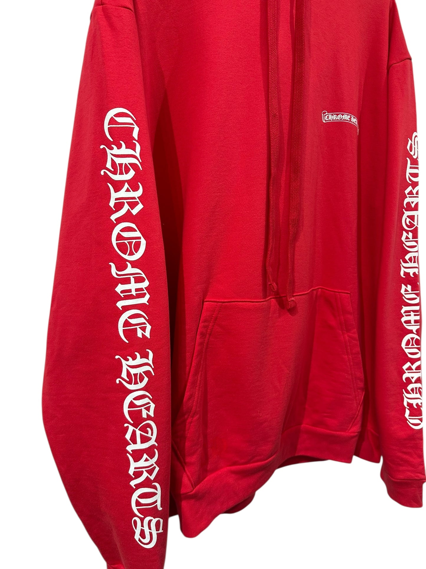 Chrome Hearts Online Exclusive Scroll Logo Hoodie Red Size XL