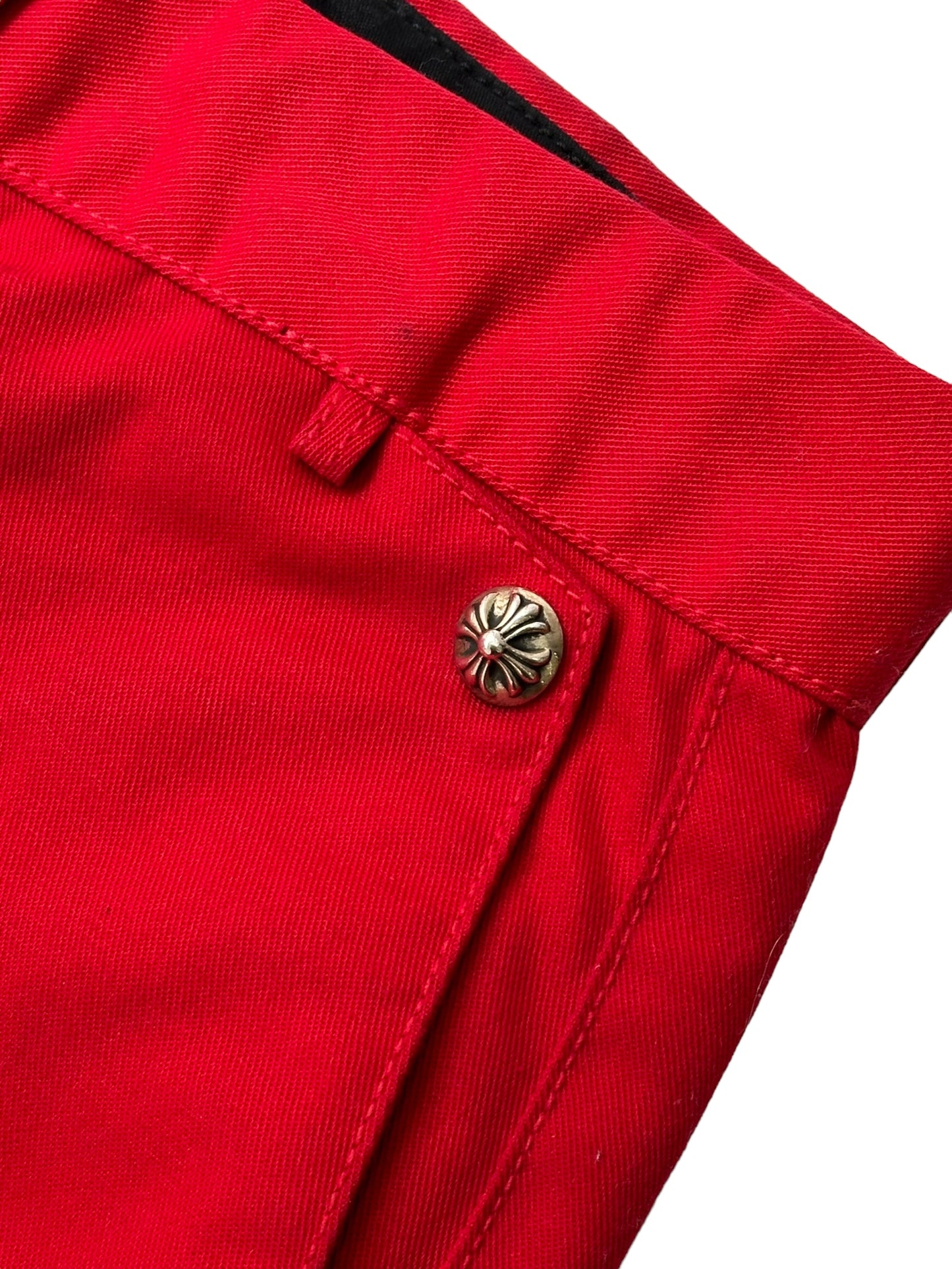 Chrome Hearts x Matty Boy 99 Eyes Red Leather Chino Pants Size 29