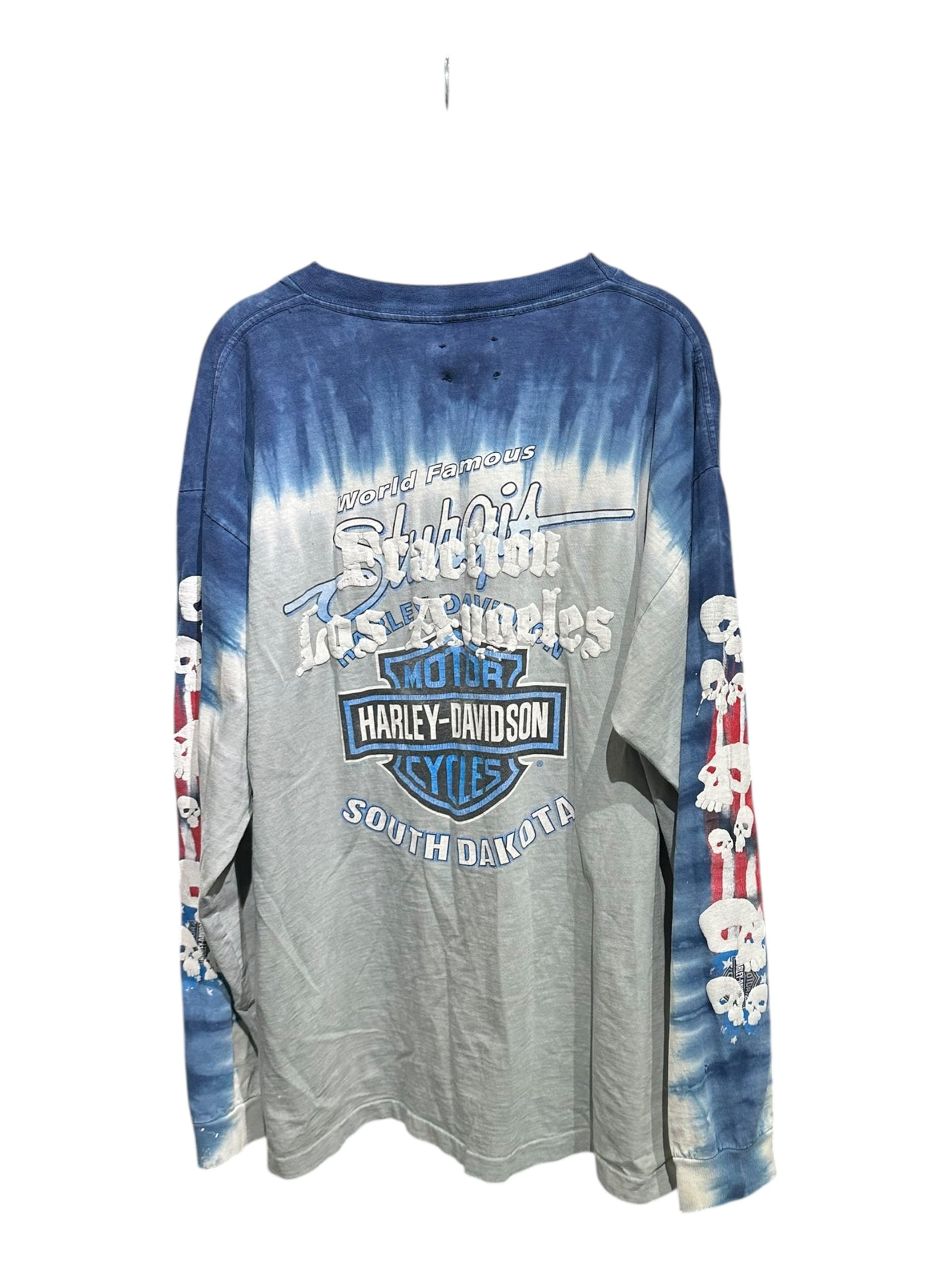 Fraction Los Angeles Leather Rib Cage Appliqué Harley Davidson Tie Dye Sturgis Longsleeve Size L | AVNTGRDNY NYC