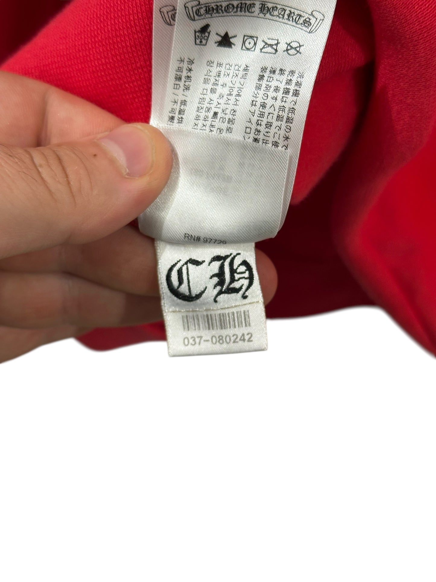 Chrome Hearts Online Exclusive Scroll Logo Hoodie Red Size XL