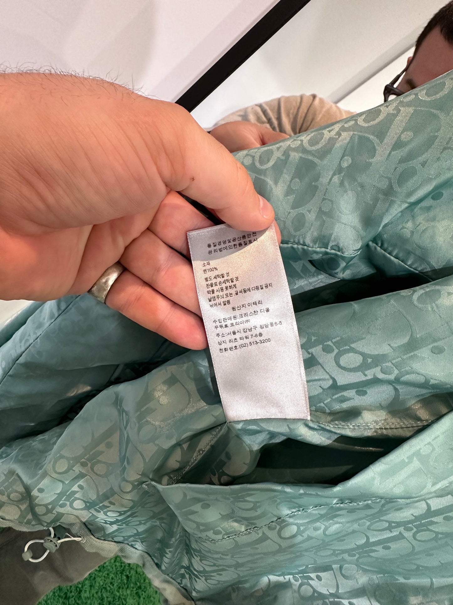 Dior Oblique Print Reversible Hoodie Aqua Size XL