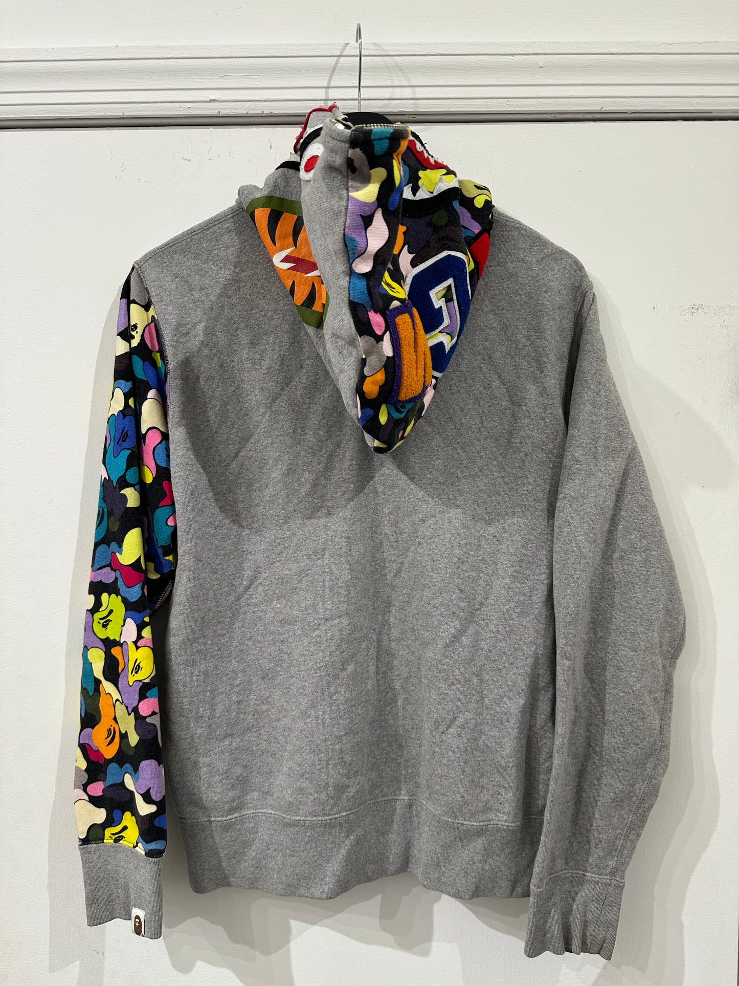 Bape MULTI CAMO NYC LOGO SHARK FULL ZIP HOODIE Sz M