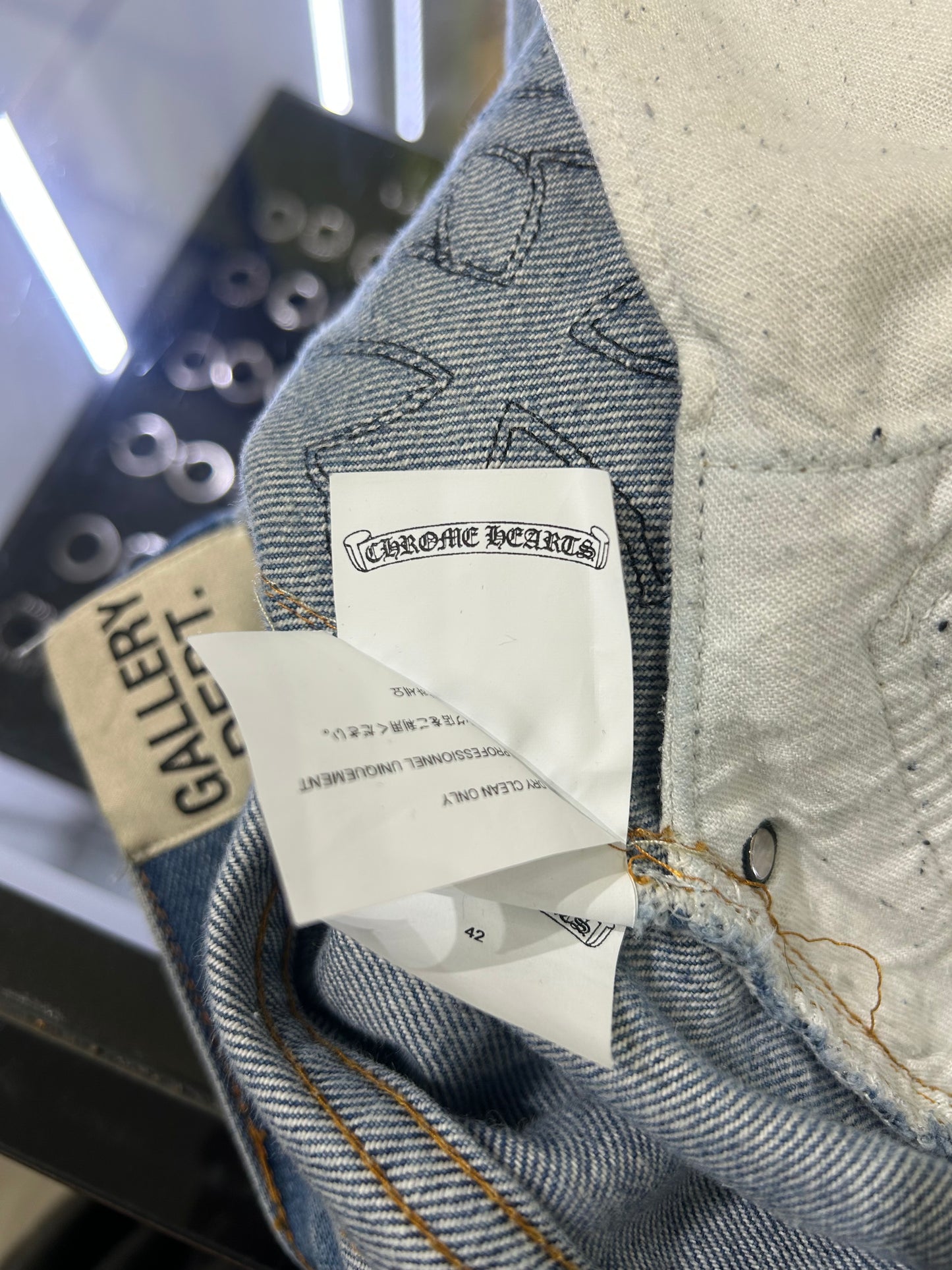 Chrome Hearts x Gallery Dept. Leather Flared Levi’s Jeans 42x34