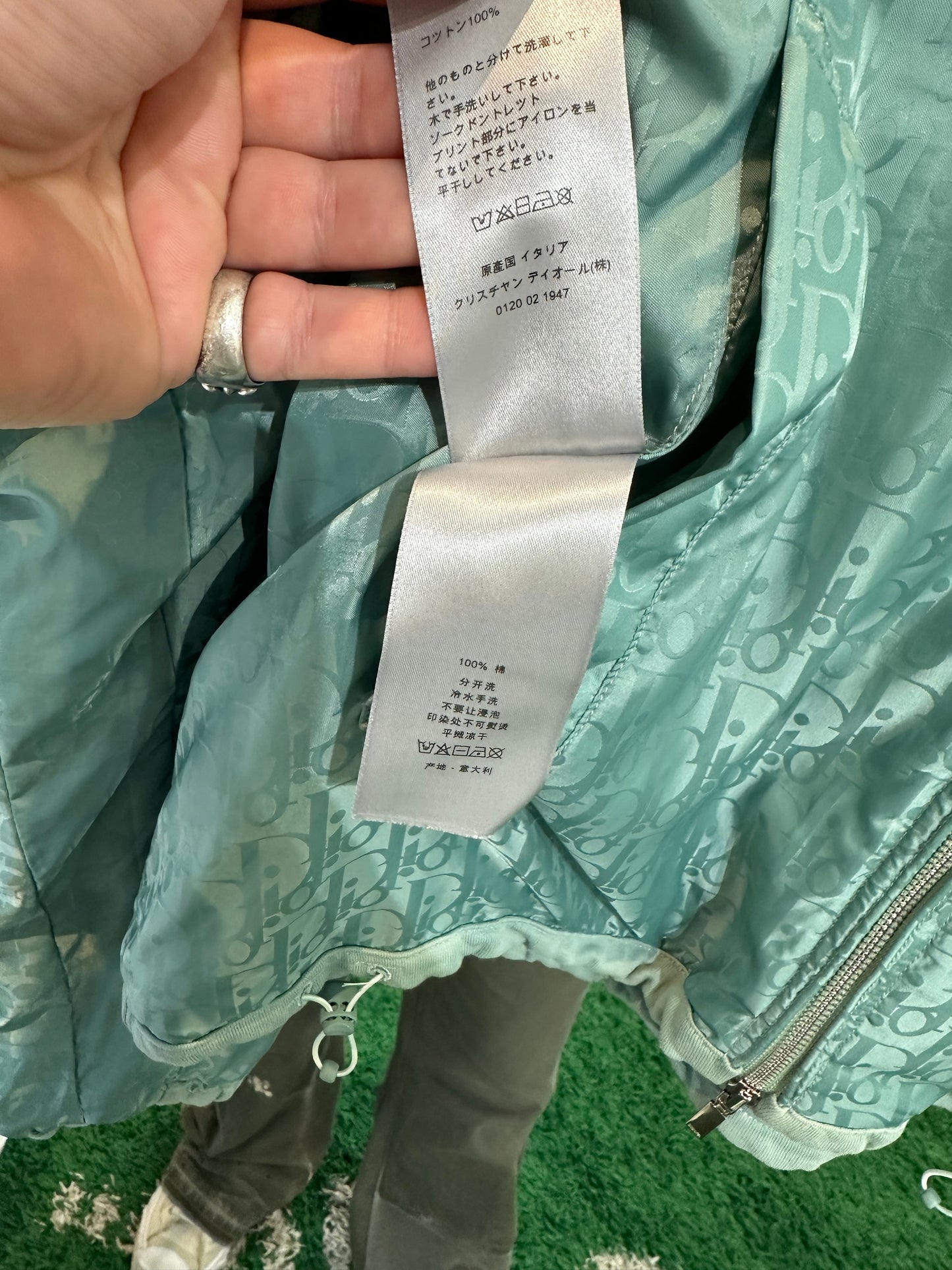 Dior Oblique Print Reversible Hoodie Aqua Size XL