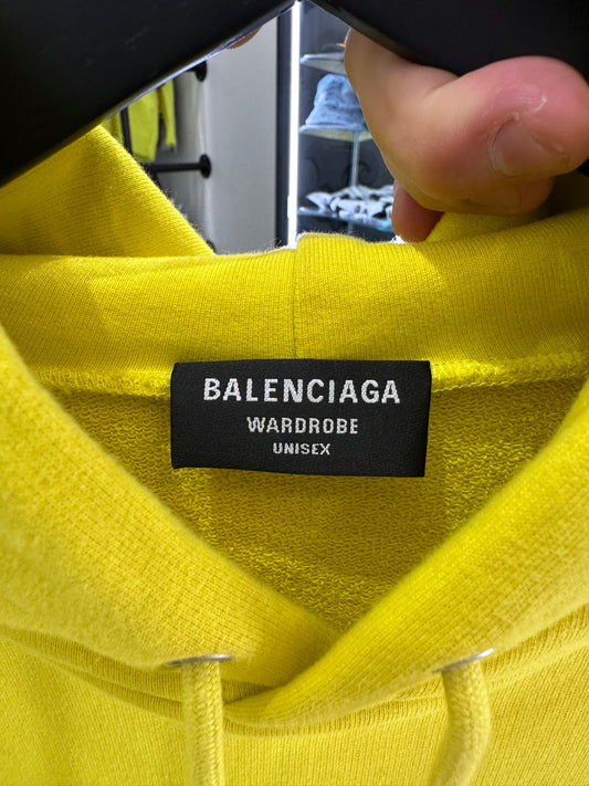 Balenciaga Logo Hoodie Yellow Size S