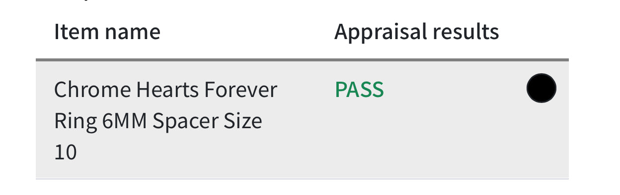 Chrome Hearts “Forever” 6MM Spacer Ring Size 10