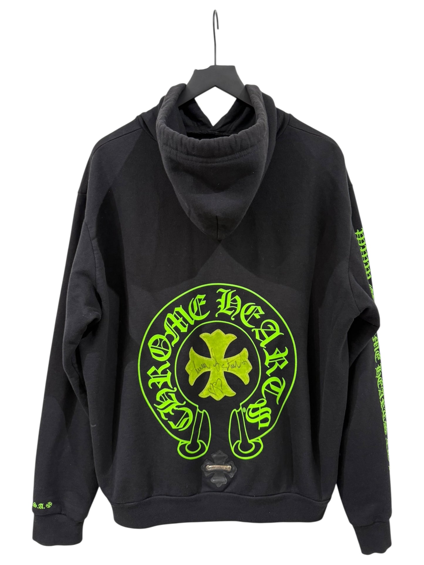 Chrome Hearts Signed Friends and Family Hoodie with Leather Patches and Silver Hardware Size L