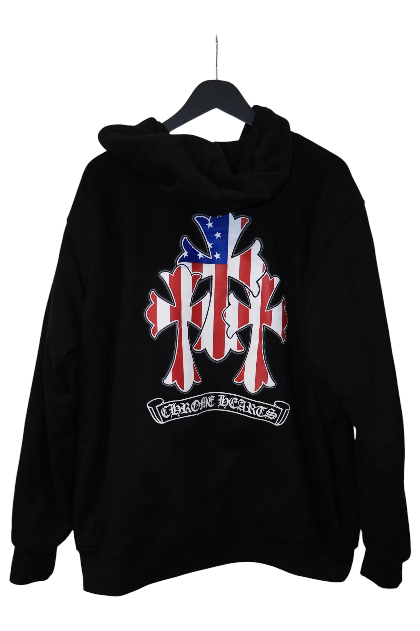 Chrome Hearts Thermal Zip Up Hoodie Vine Dagger Triple Cross American Flag Black XL | AVNTGRDNY NYC