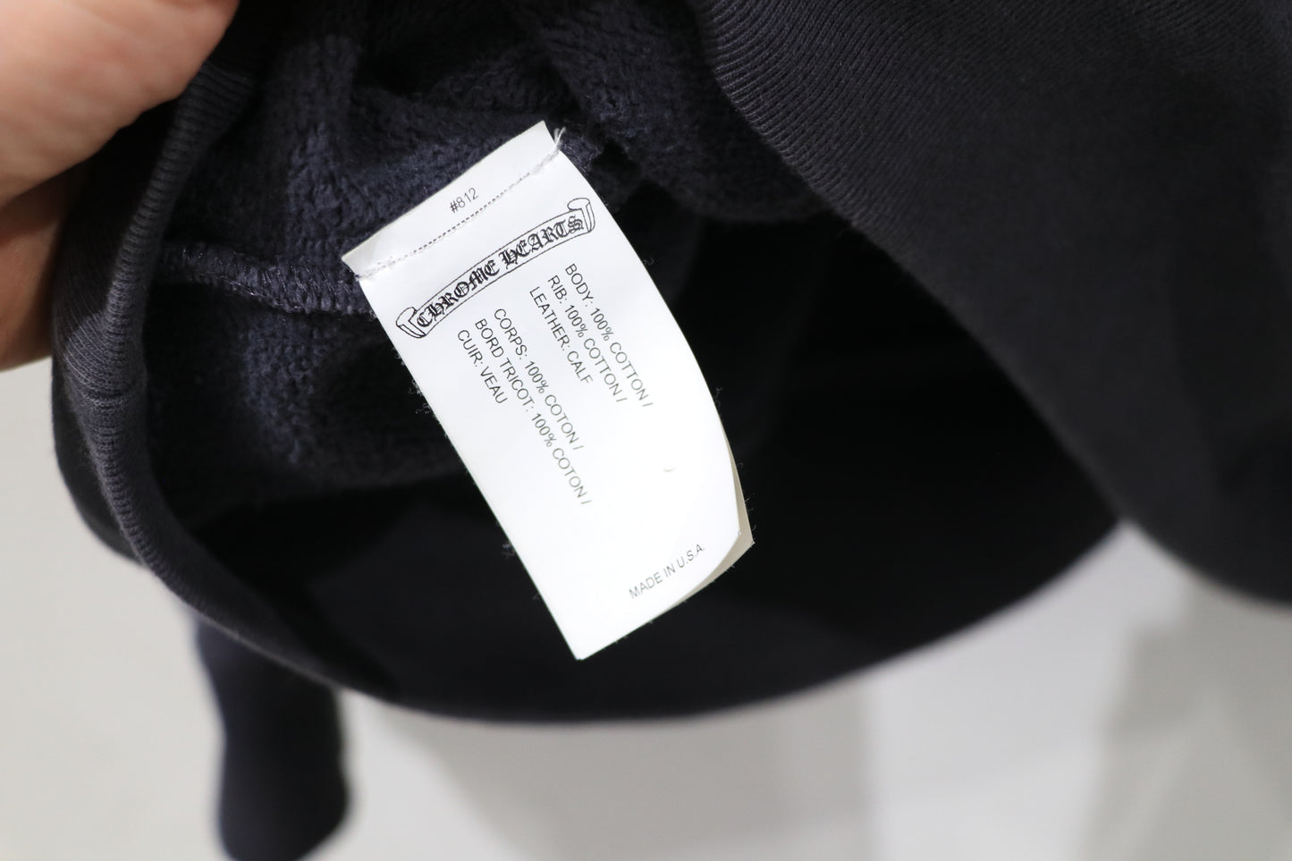 Chrome Hearts Paper Jam Hoodie Navy XL Cotton Leather Cross Patch | AVNTGRDNY NYC