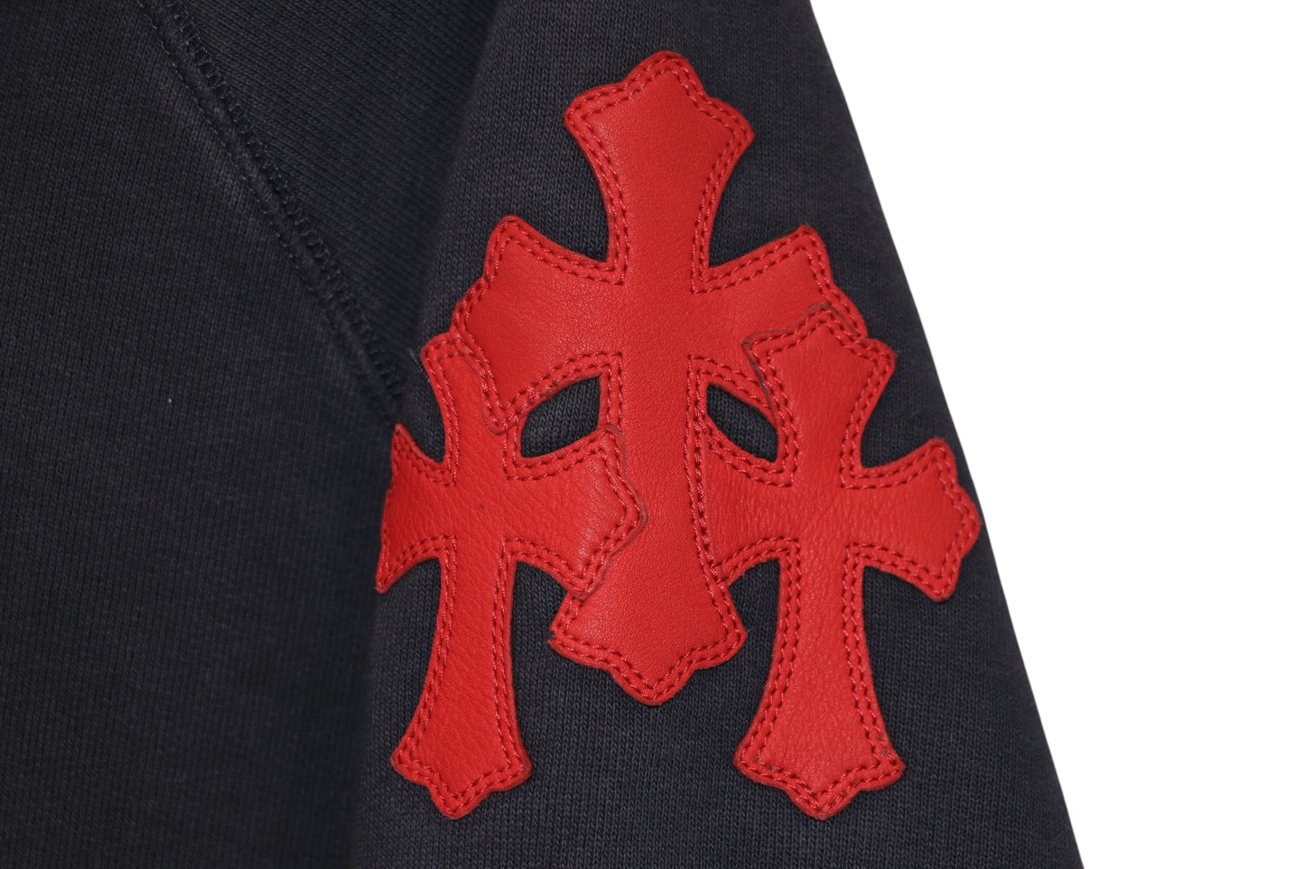 Chrome Hearts Paper Jam Hoodie Navy XL Cotton Leather Cross Patch | AVNTGRDNY NYC