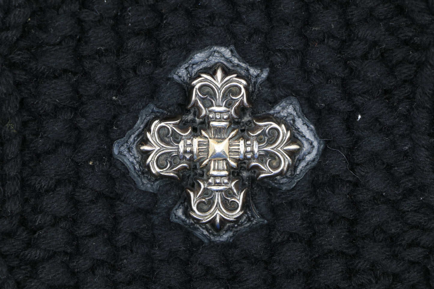 Chrome Hearts 3rd Eye Filigree Cross Beanie Black Leather Patch | AVNTGRDNY NYC