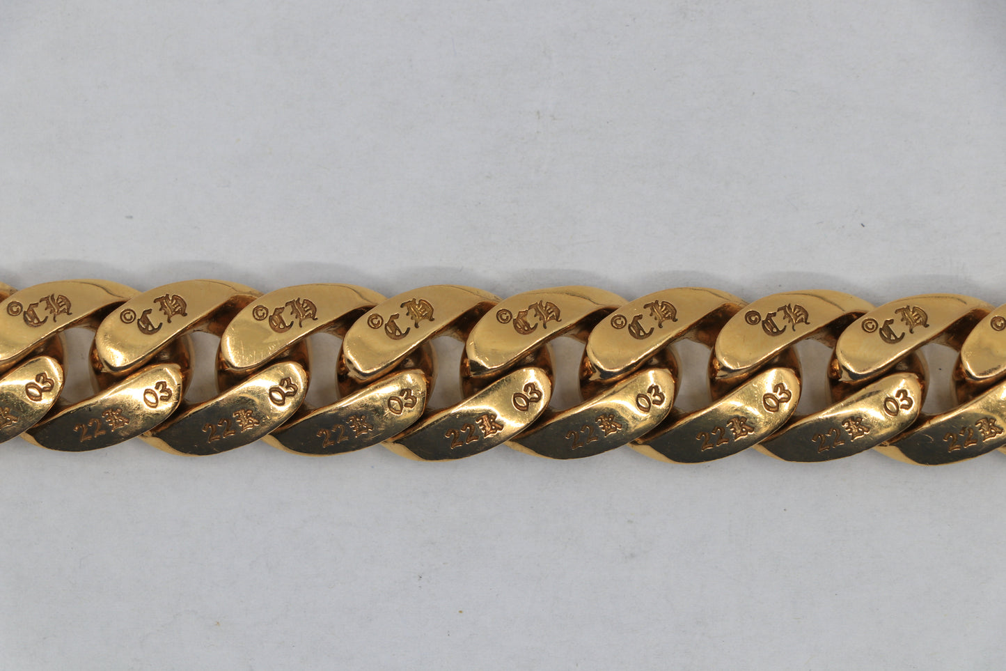 Chrome Hearts 22K Gold Cuban Link Bracelet with Pavé Diamonds | AVNTGRDNY NYC